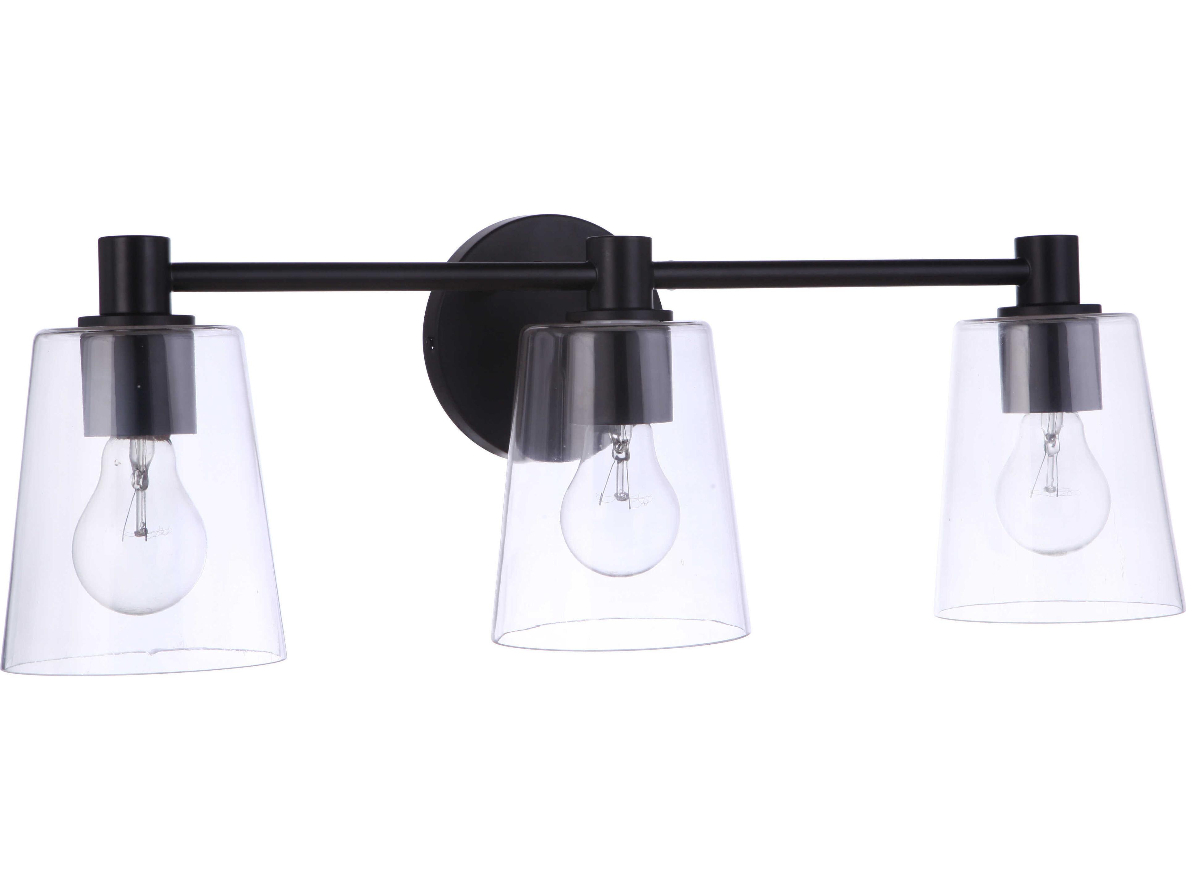 Craftmade Emilio 3-Light Flat Black Glass Vanity Light