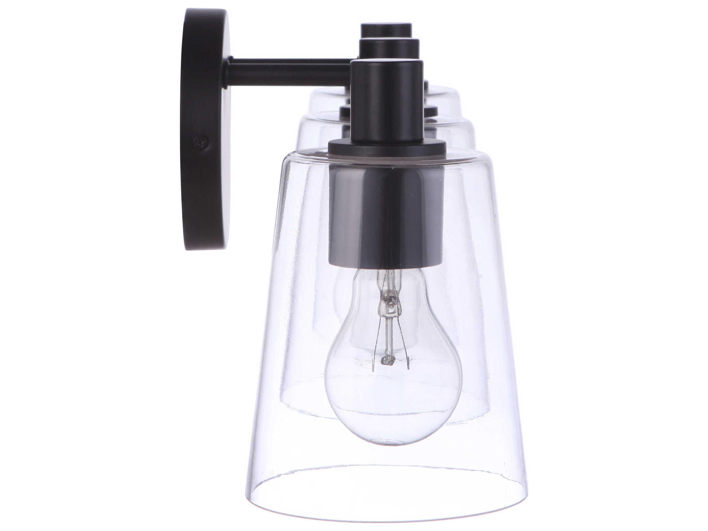 Craftmade Emilio 3-Light Flat Black Glass Vanity Light