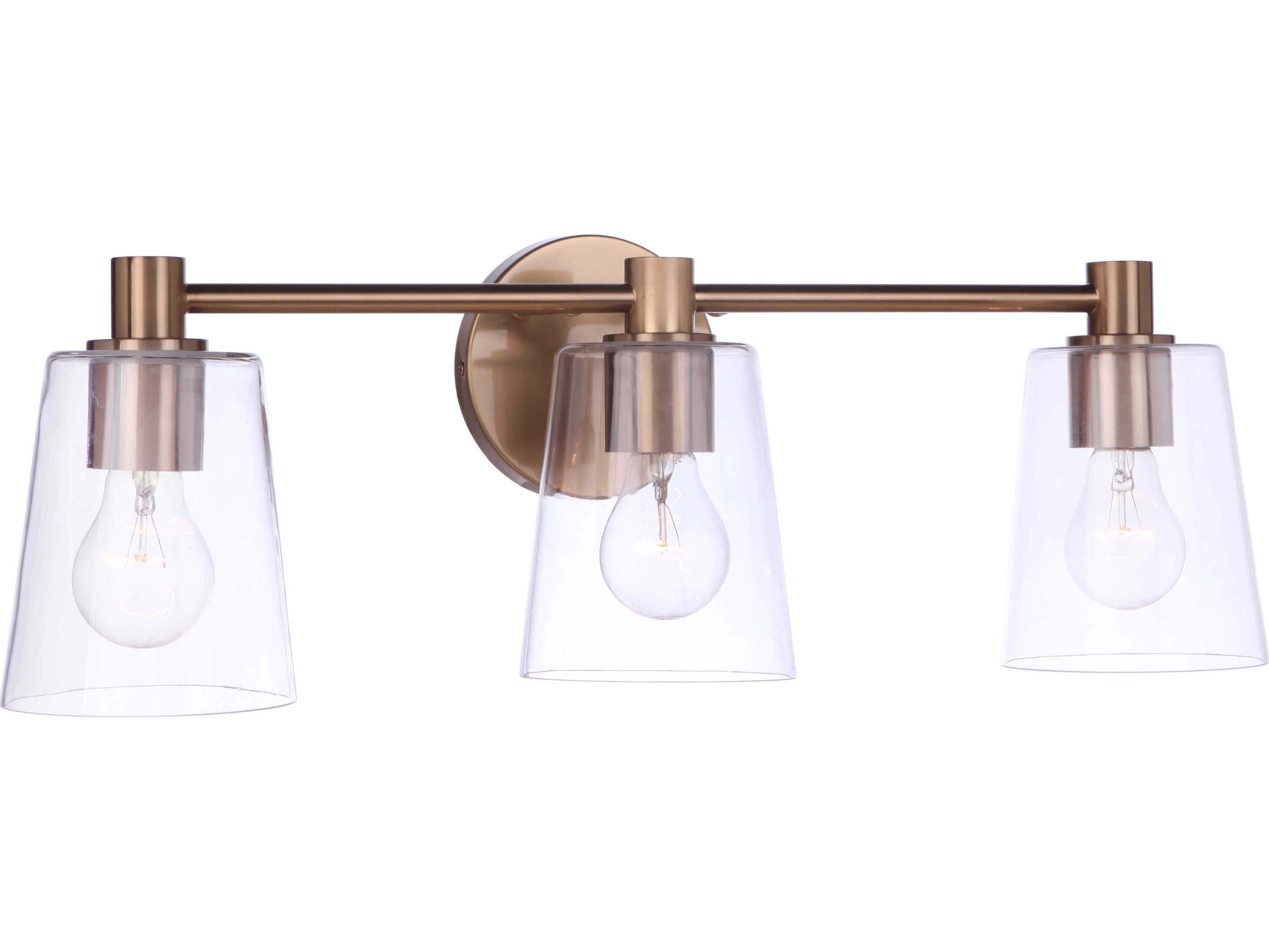 Craftmade Emilio 3-Light Satin Brass Glass Vanity Light