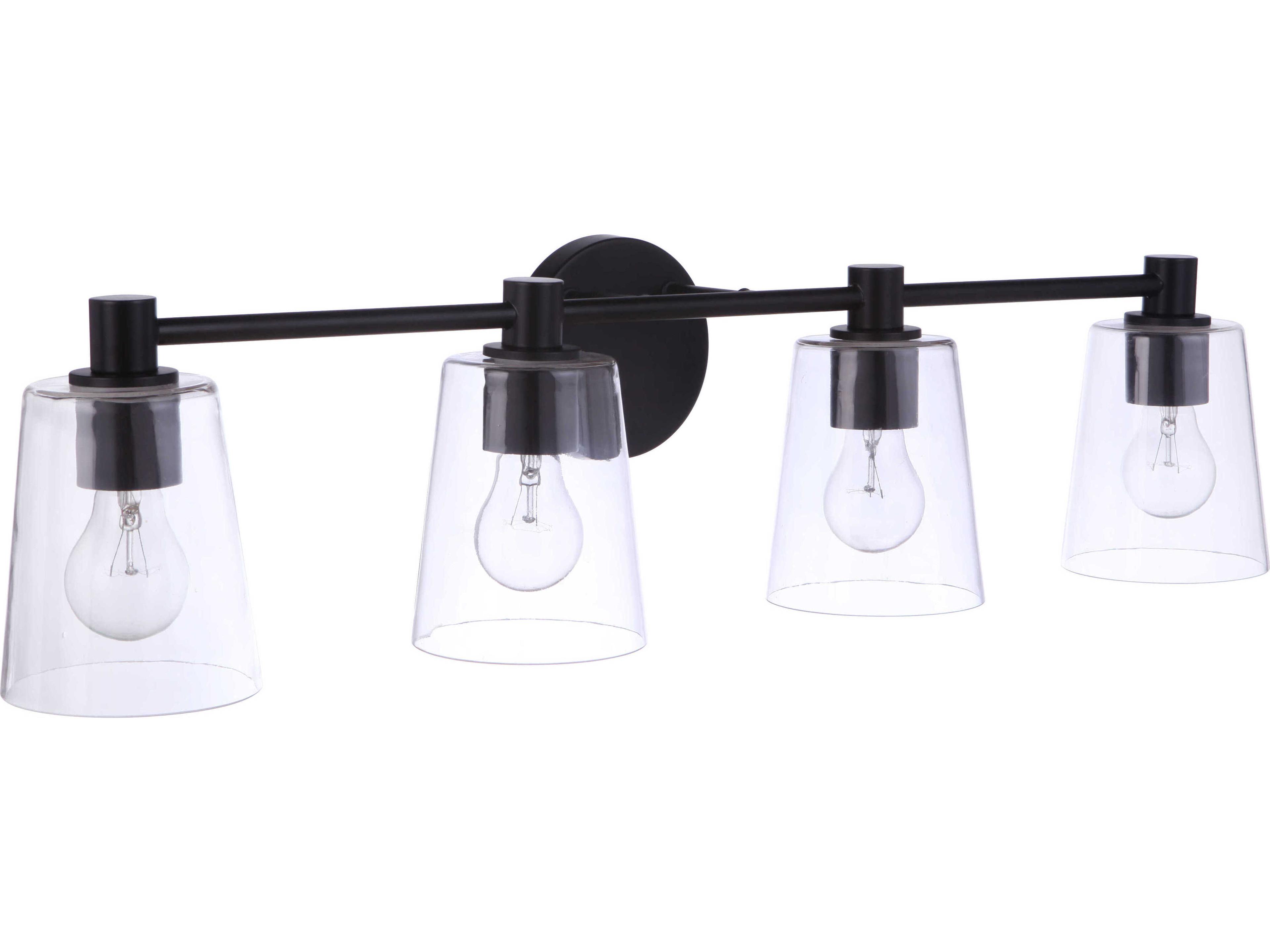 Craftmade Emilio 4-Light Flat Black Glass Vanity Light