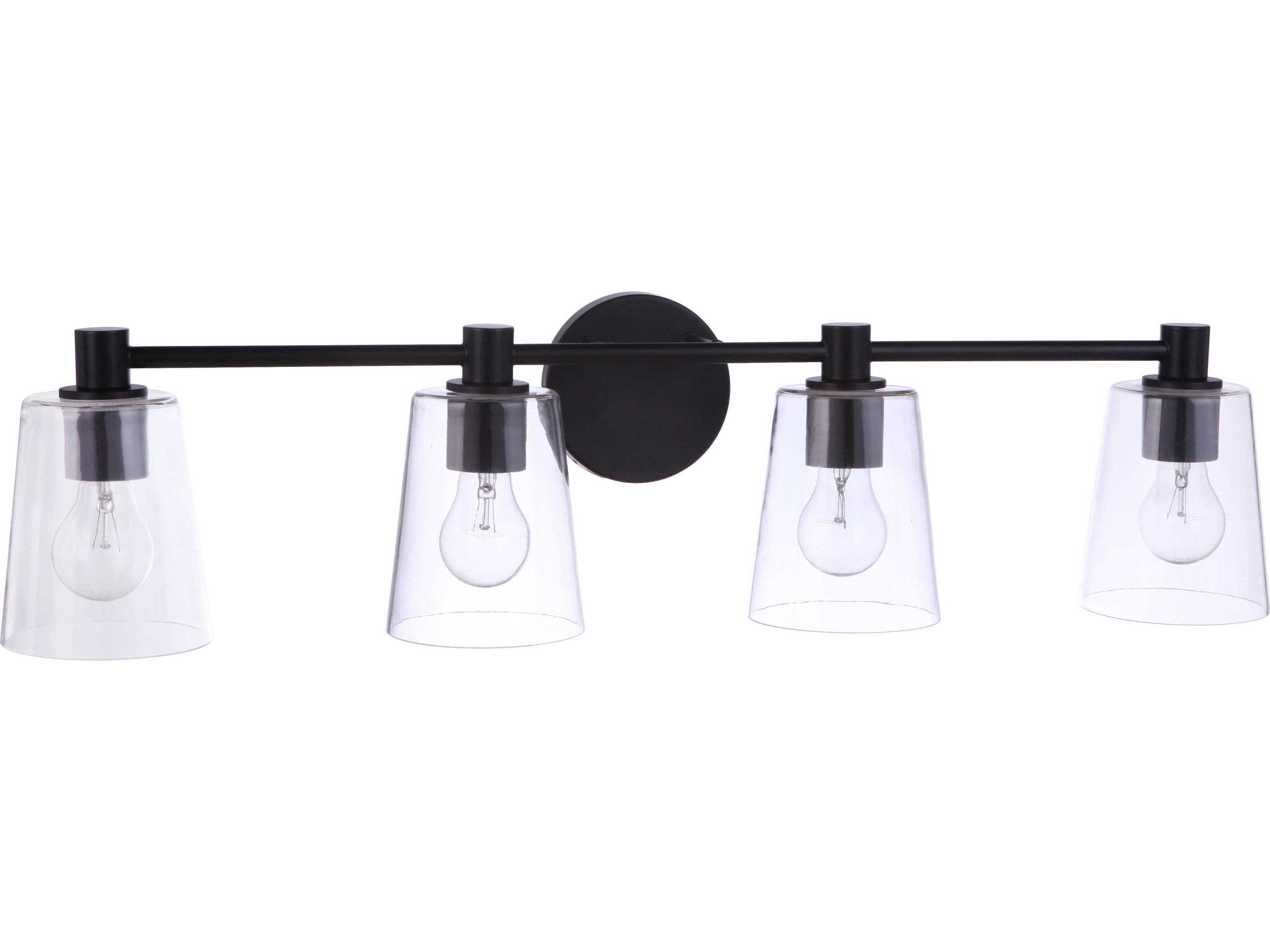 Craftmade Emilio 4-Light Flat Black Glass Vanity Light