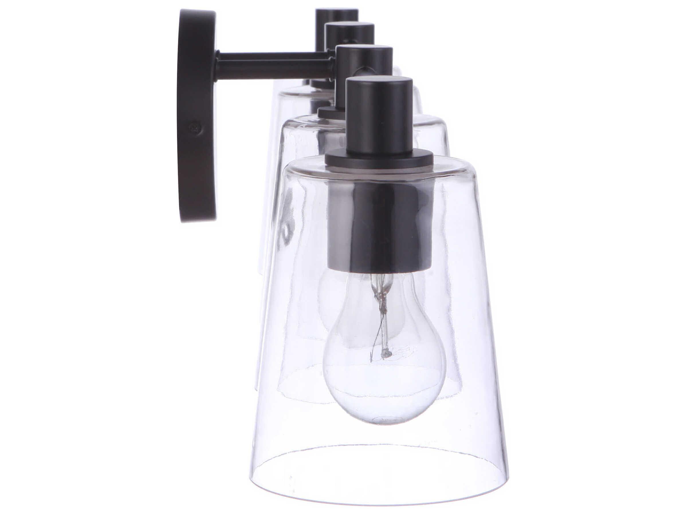 Craftmade Emilio 4-Light Flat Black Glass Vanity Light