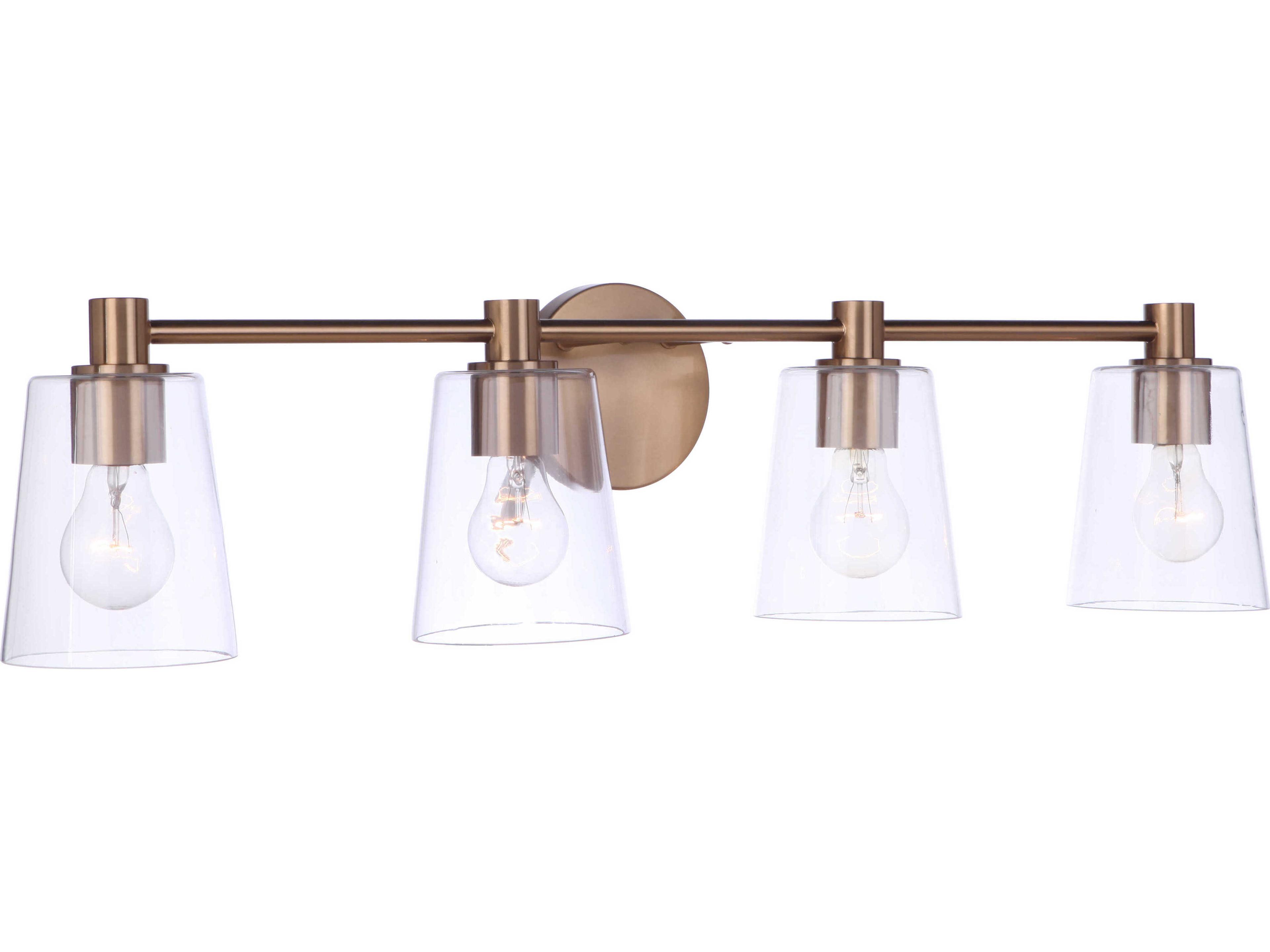 Craftmade Emilio 4-Light Satin Brass Glass Vanity Light