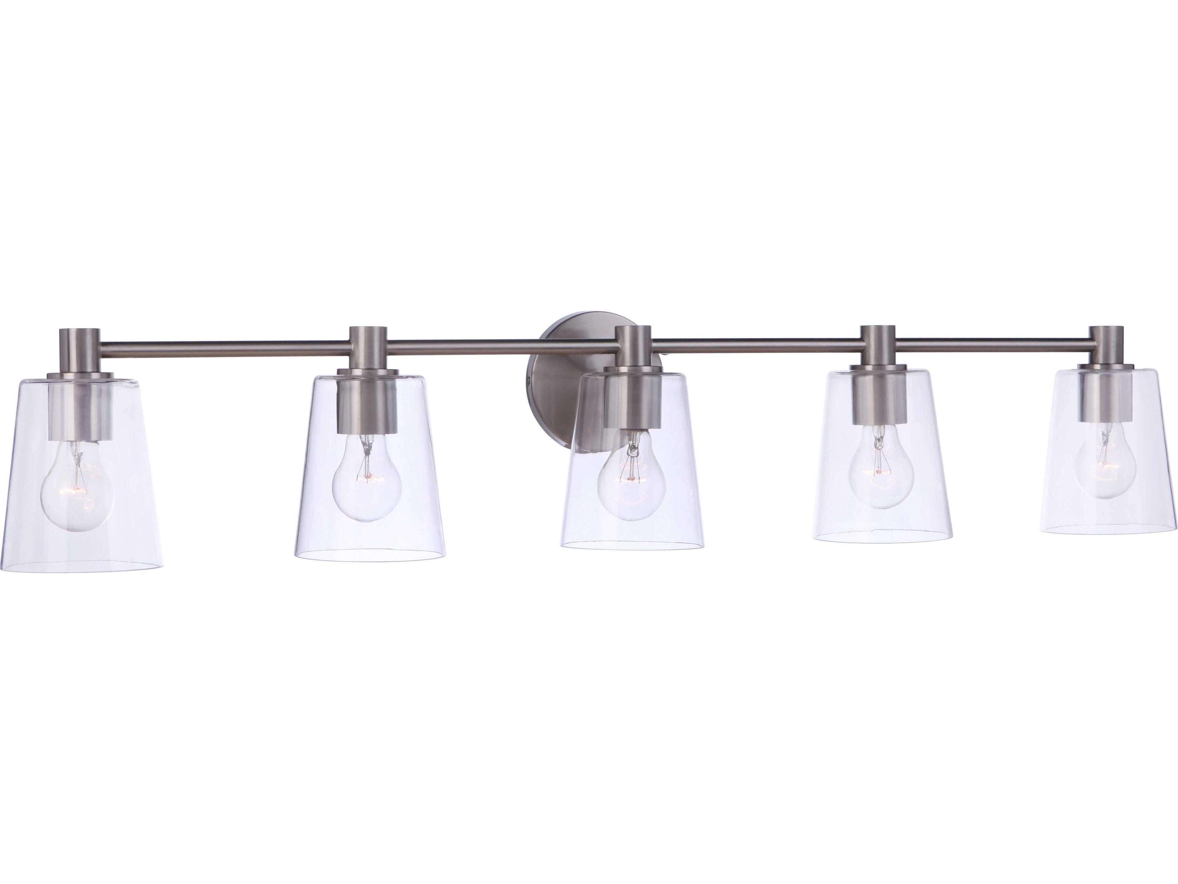Craftmade Emilio 5-Light Brushed Polished Nickel Glass Vanity Light