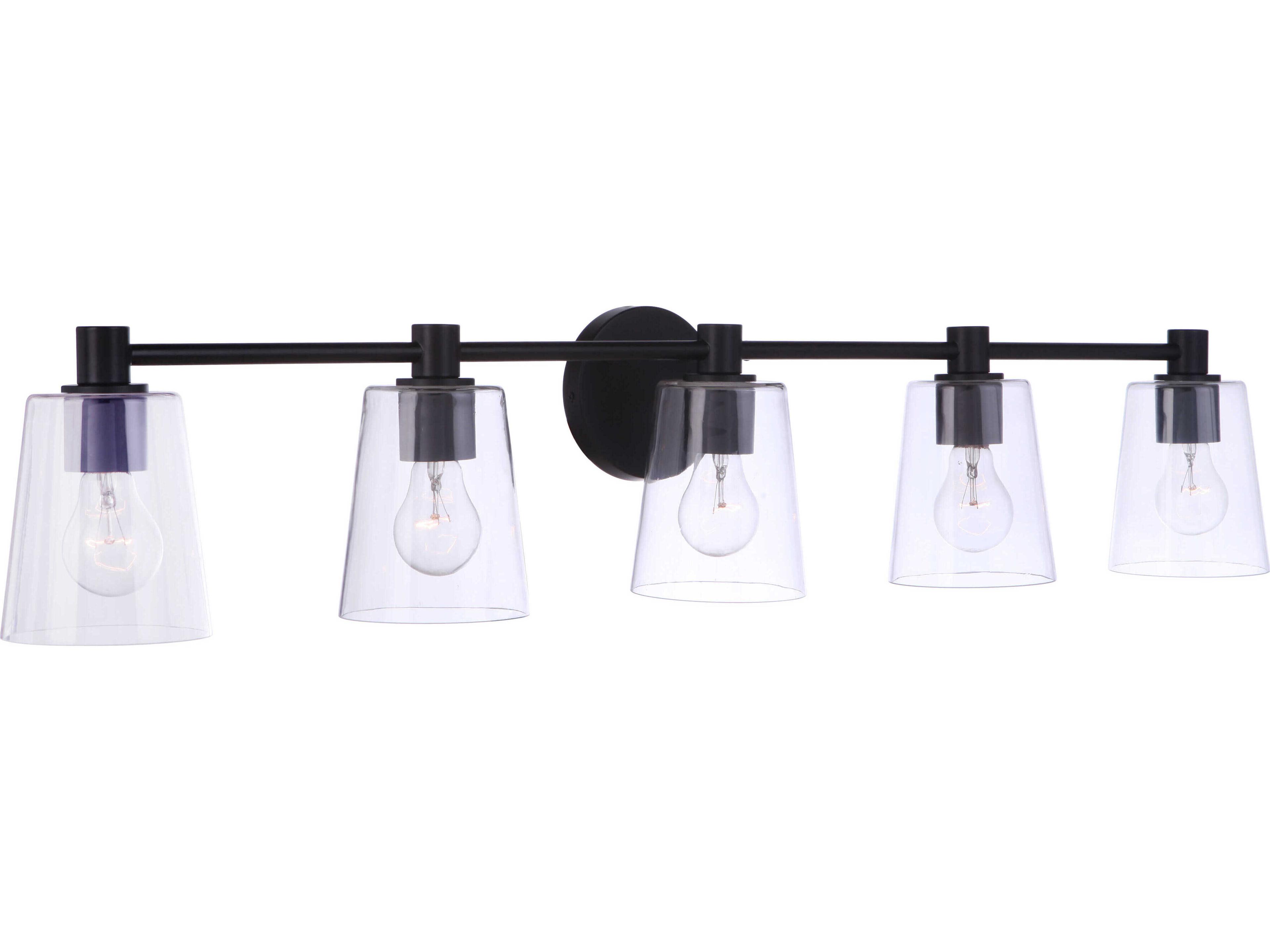 Craftmade Emilio 5-Light Flat Black Glass Vanity Light