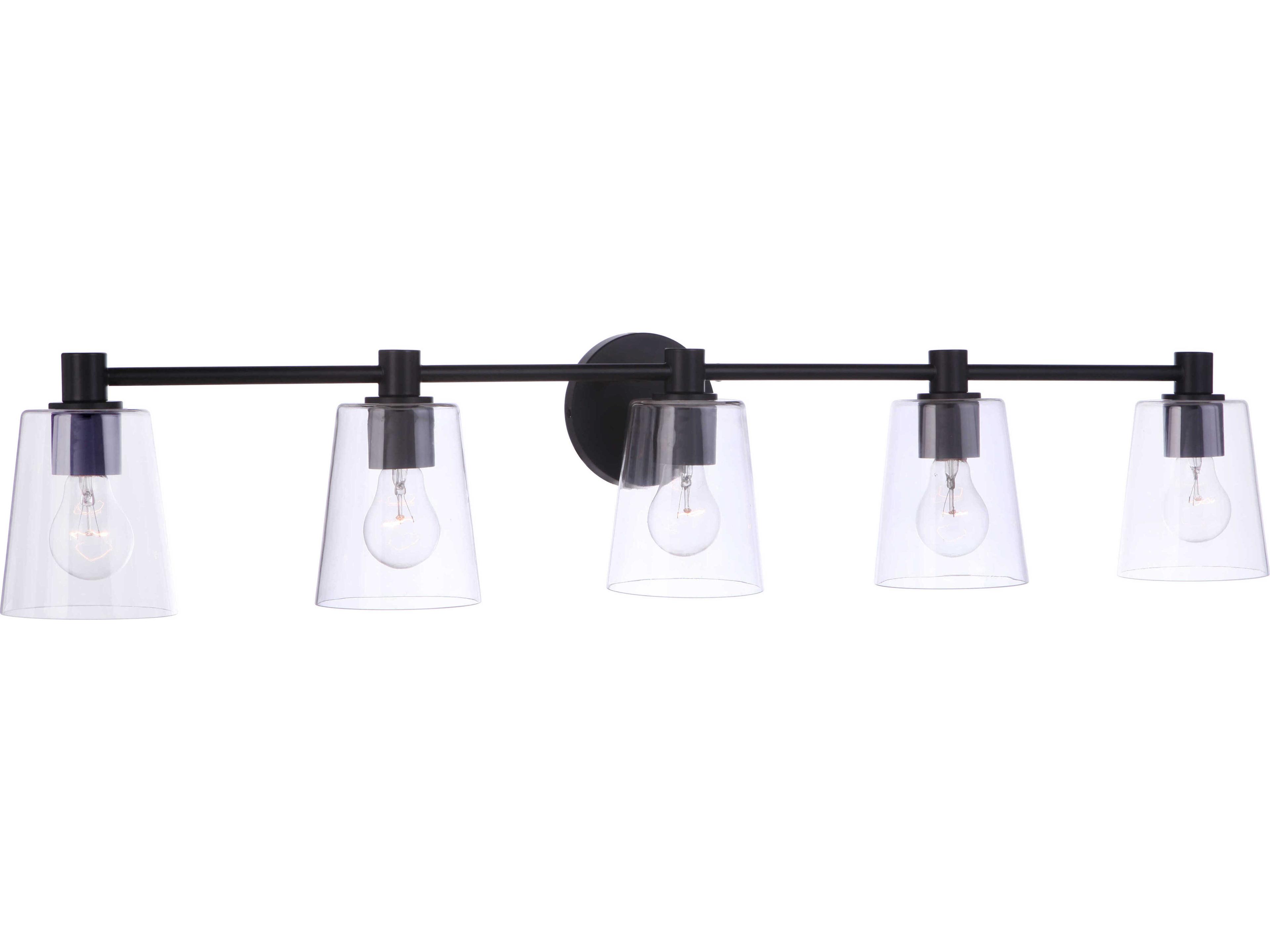 Craftmade Emilio 5-Light Flat Black Glass Vanity Light