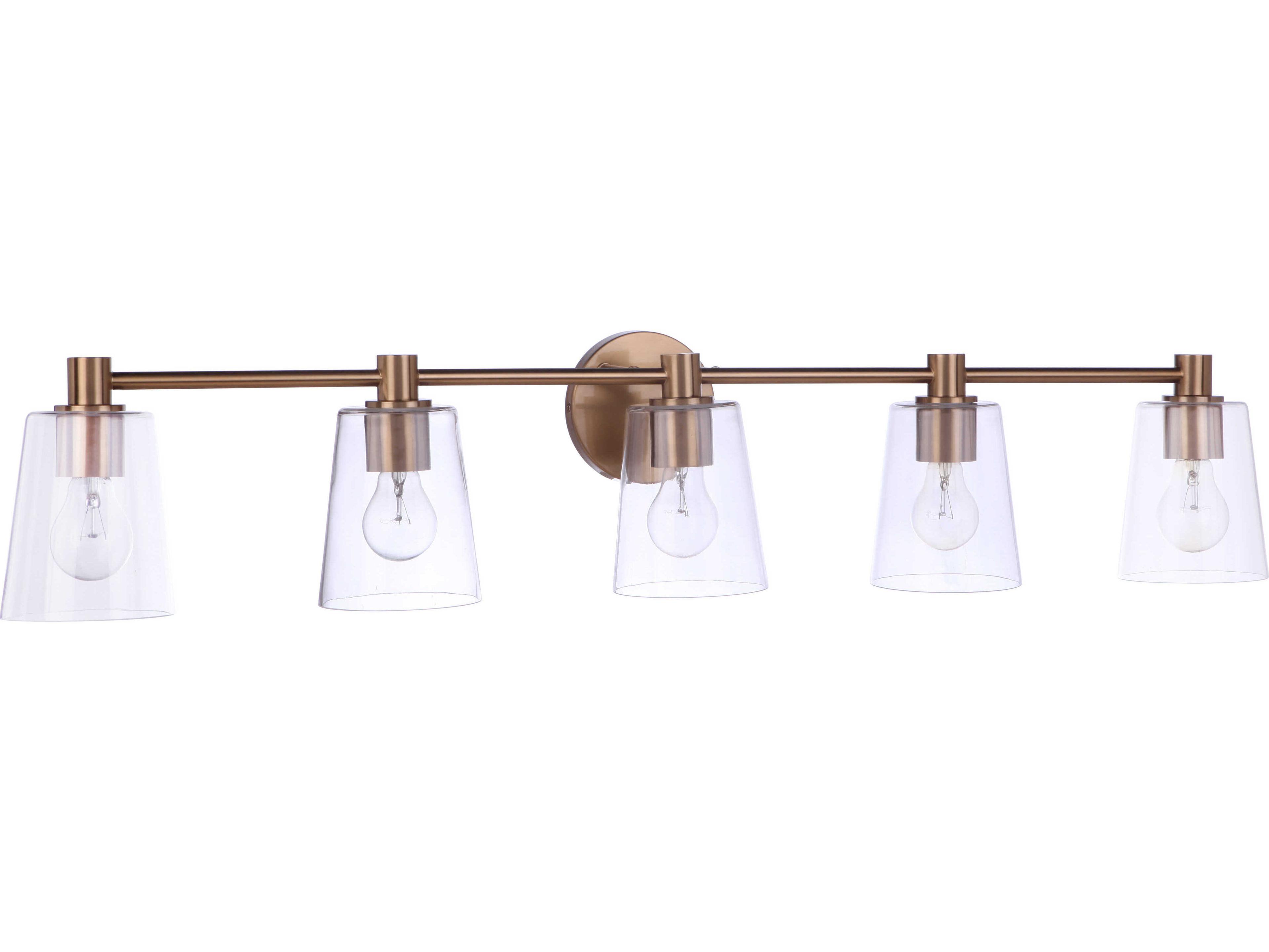 Craftmade Emilio 5-Light Satin Brass Glass Vanity Light