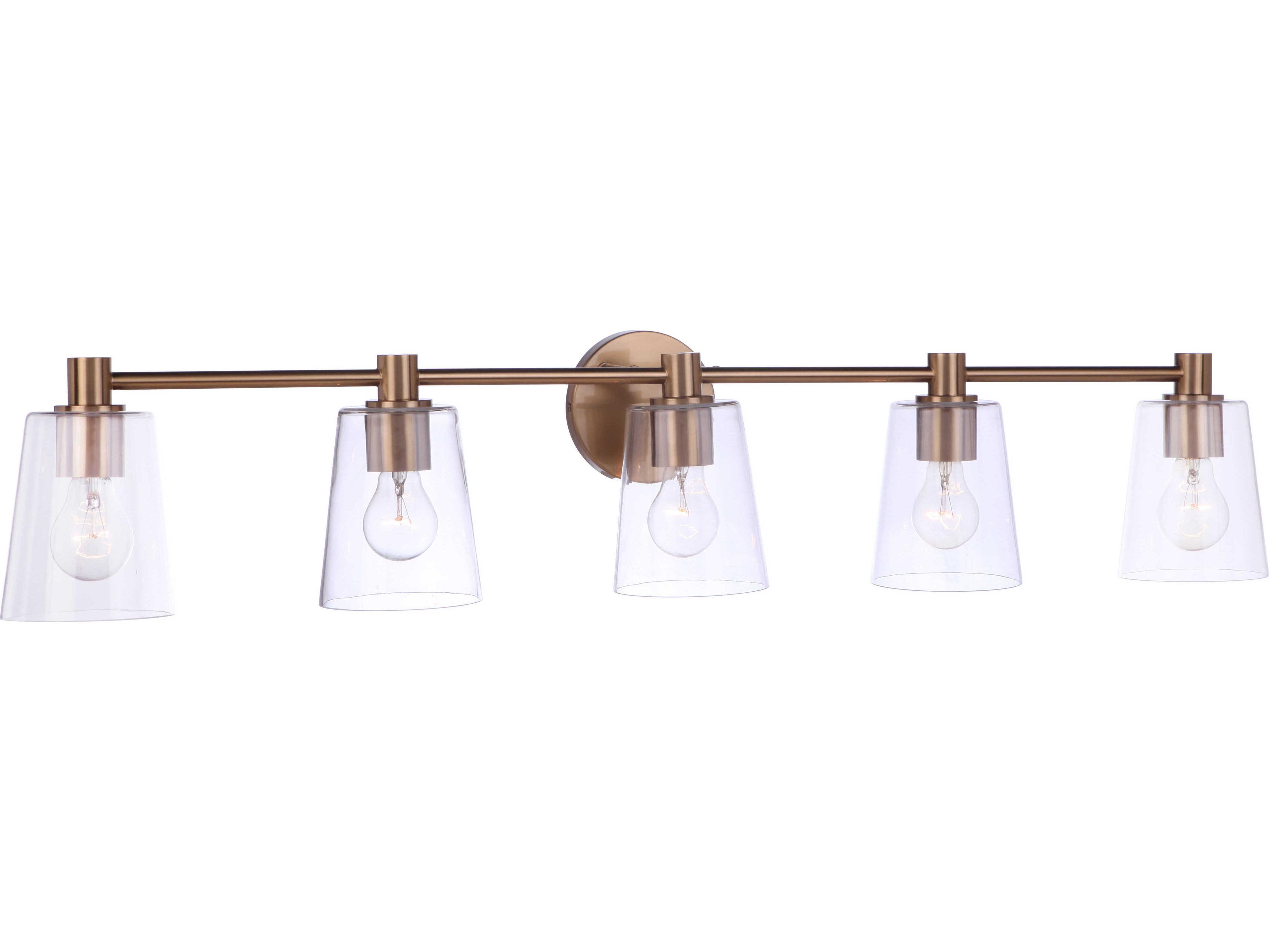 Craftmade Emilio 5-Light Satin Brass Glass Vanity Light