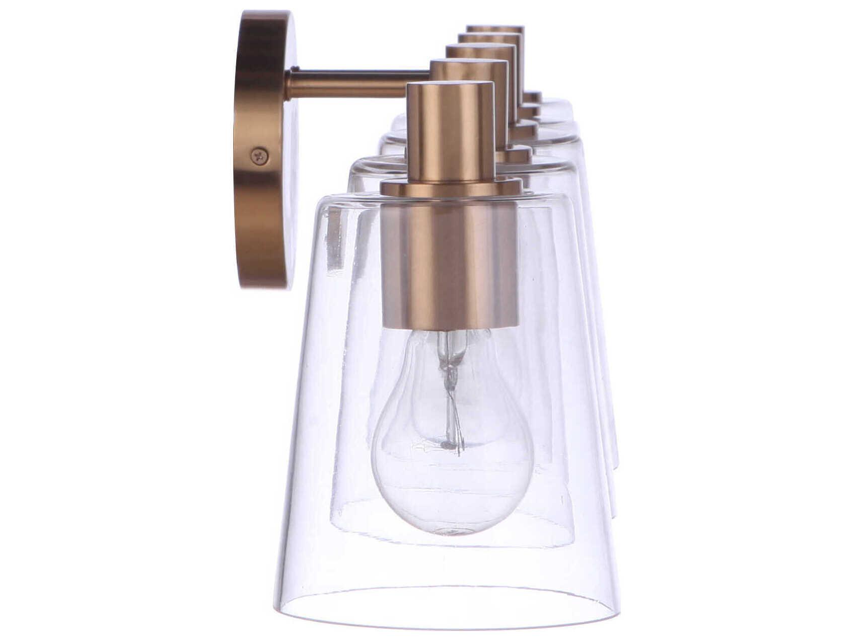 Craftmade Emilio 5-Light Satin Brass Glass Vanity Light