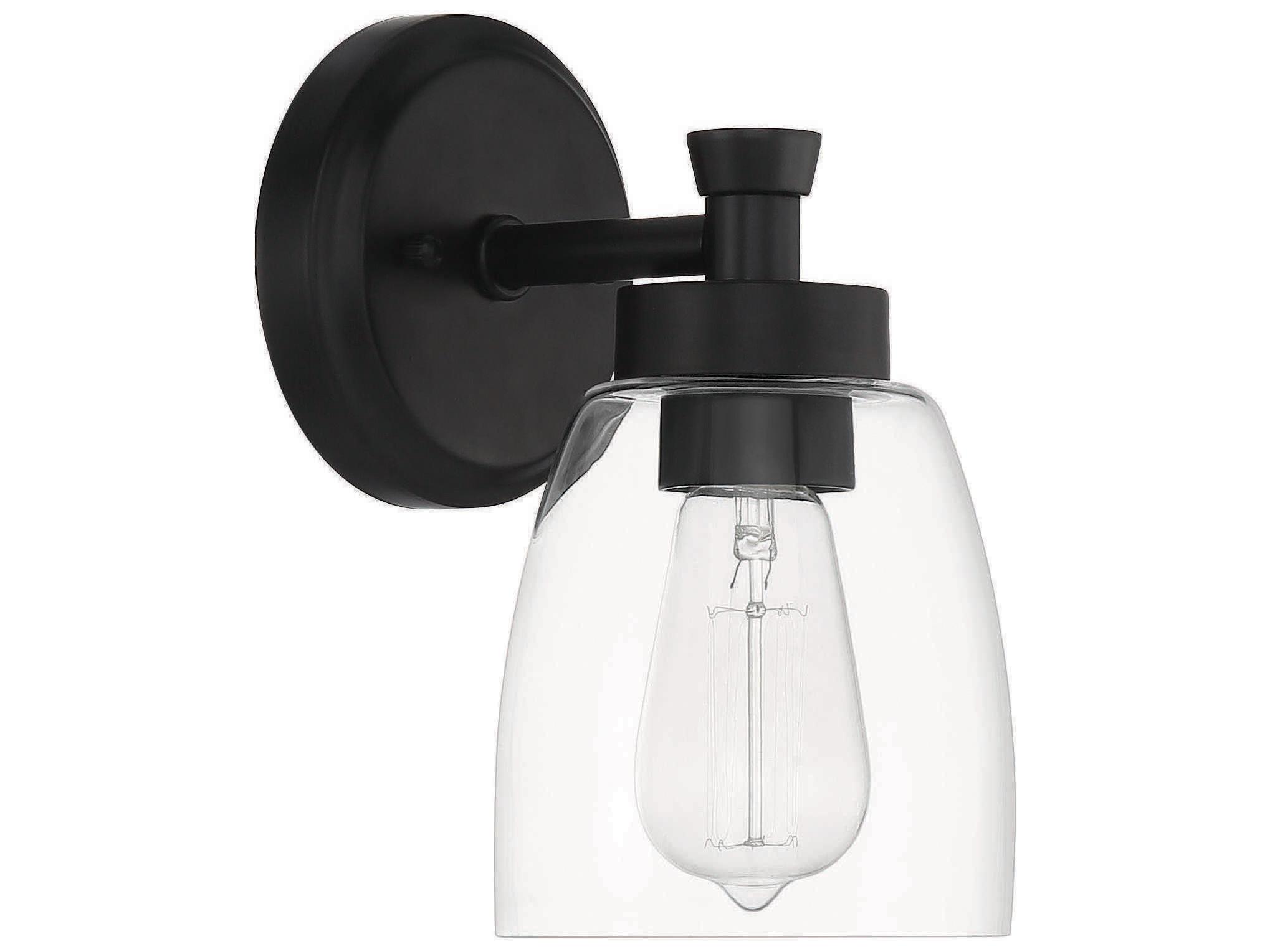 Craftmade Henning 1-Light Flat Black Glass Wall Sconce