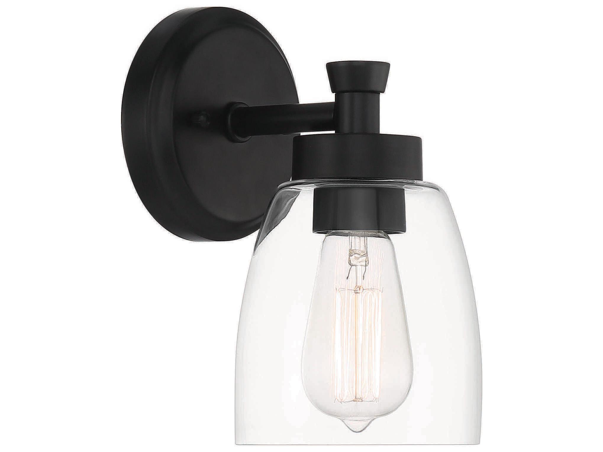 Craftmade Henning 1-Light Flat Black Glass Wall Sconce