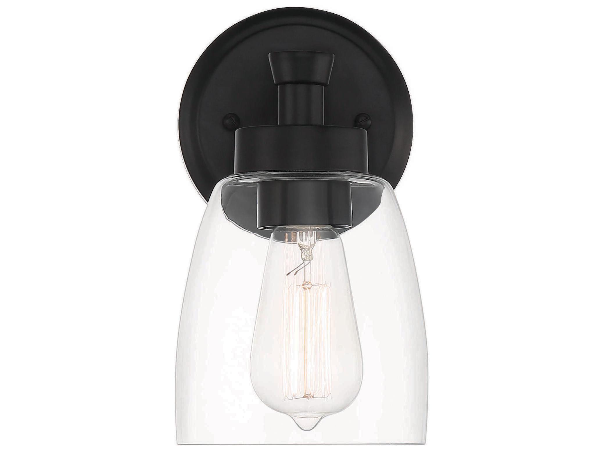 Craftmade Henning 1-Light Flat Black Glass Wall Sconce