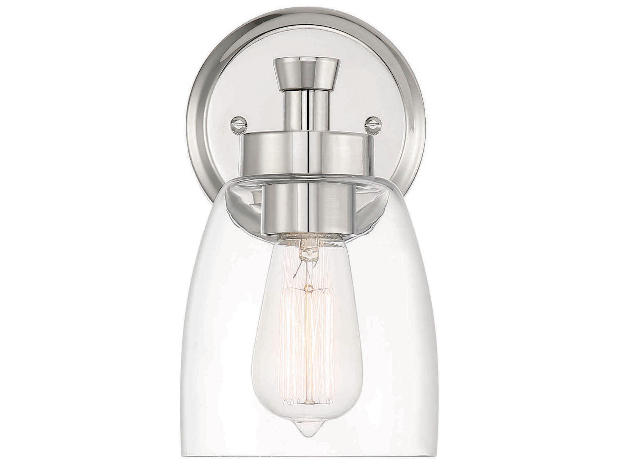 Craftmade Henning 1-Light Polished Nickel Glass Wall Sconce