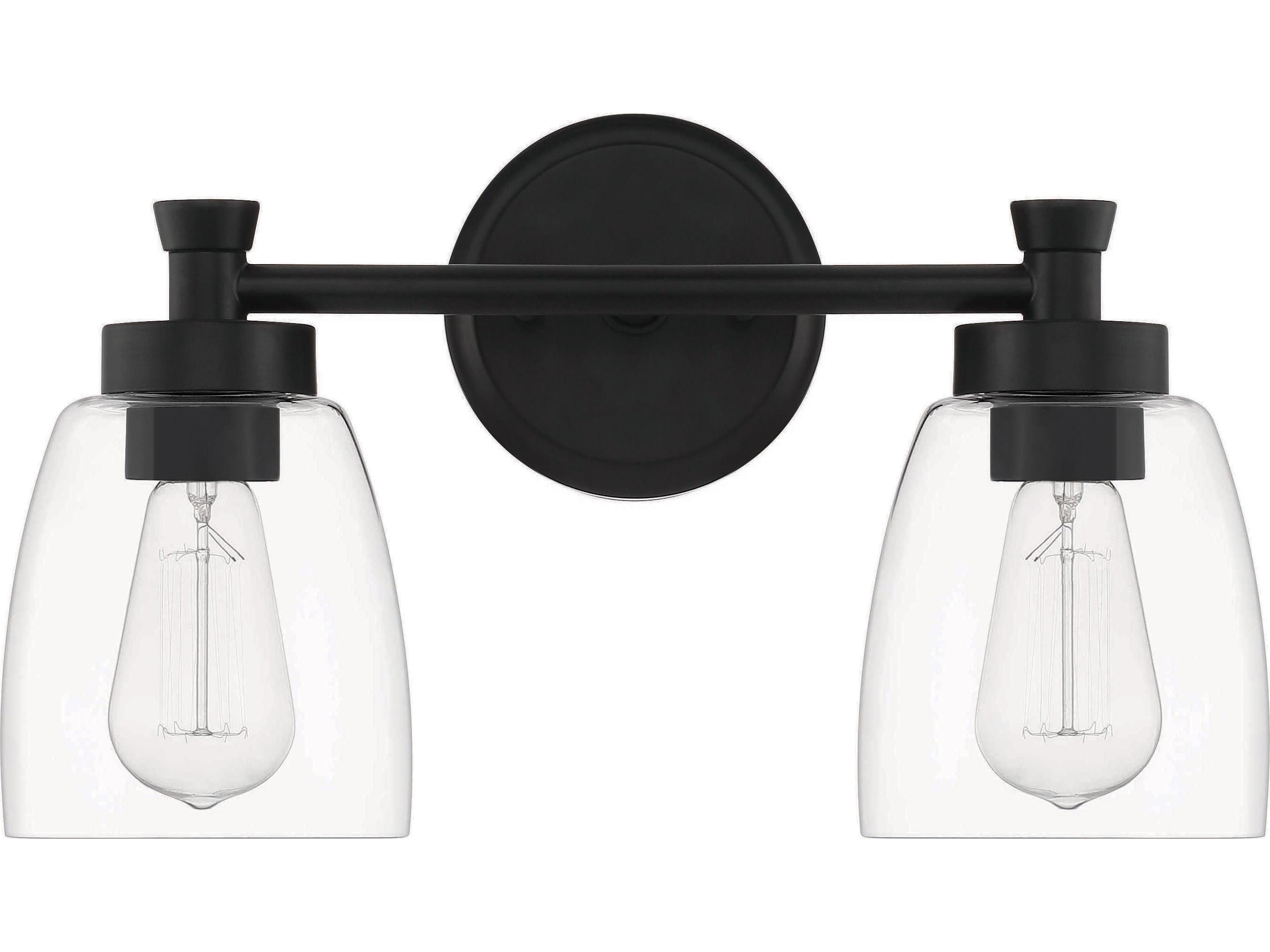 Craftmade Henning 2-Light Flat Black Glass Vanity Light