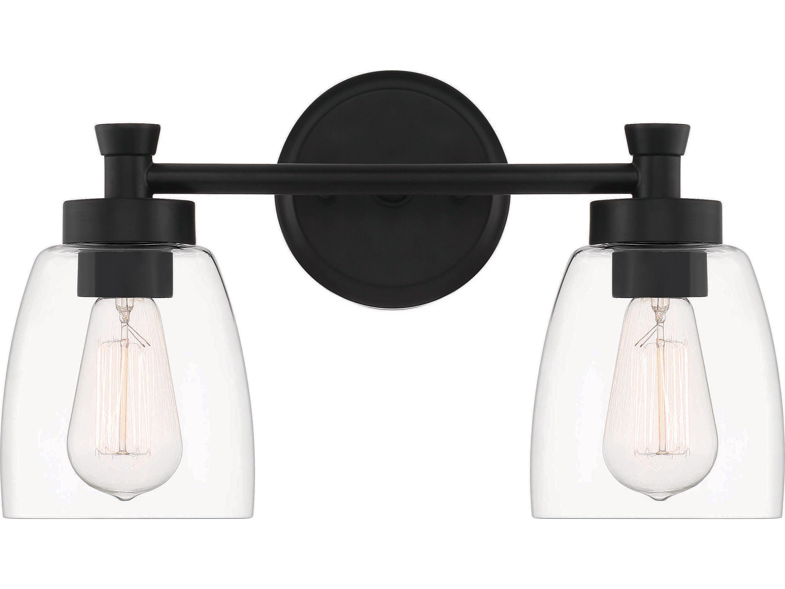 Craftmade Henning 2-Light Flat Black Glass Vanity Light
