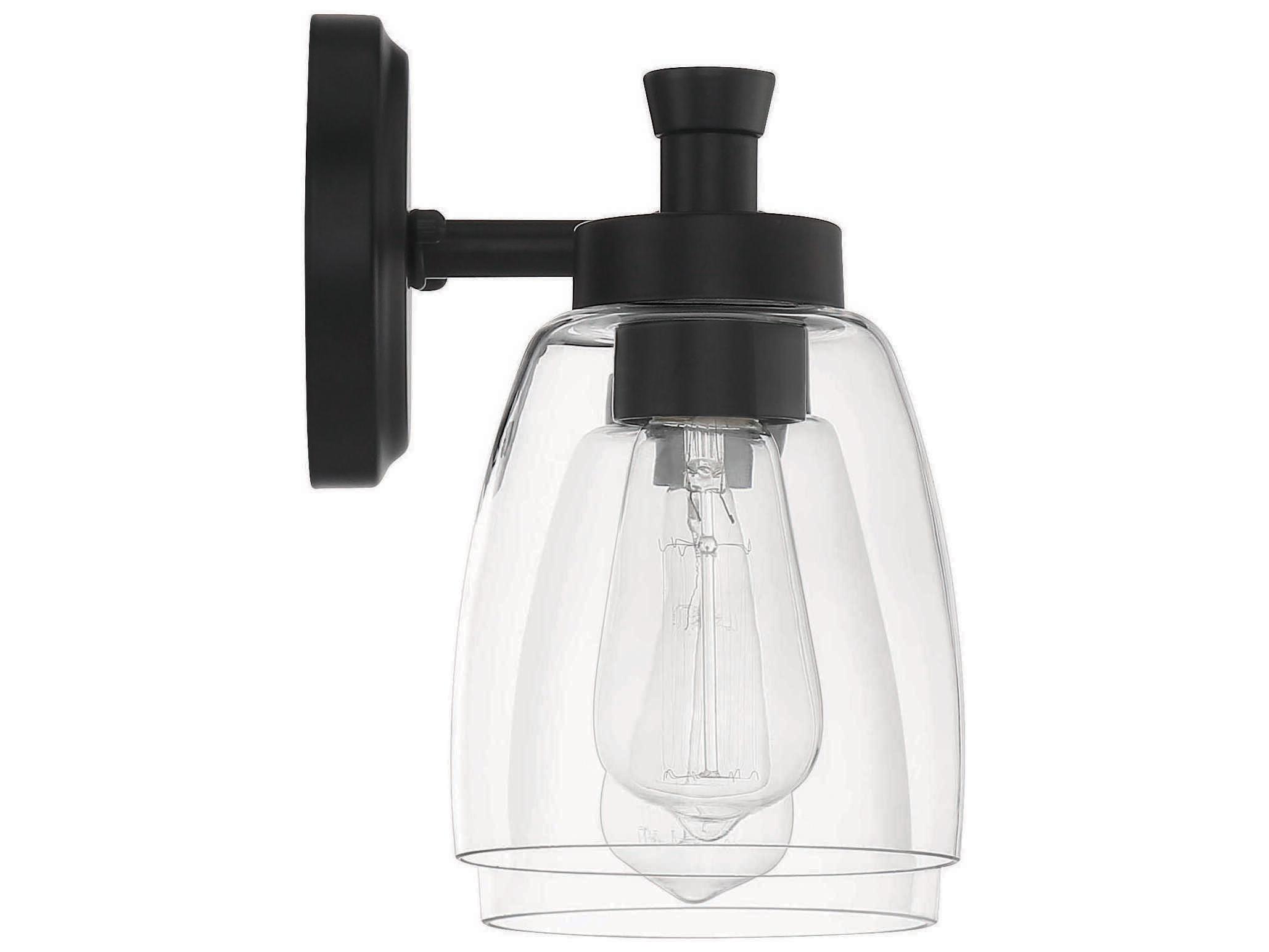 Craftmade Henning 2-Light Flat Black Glass Vanity Light