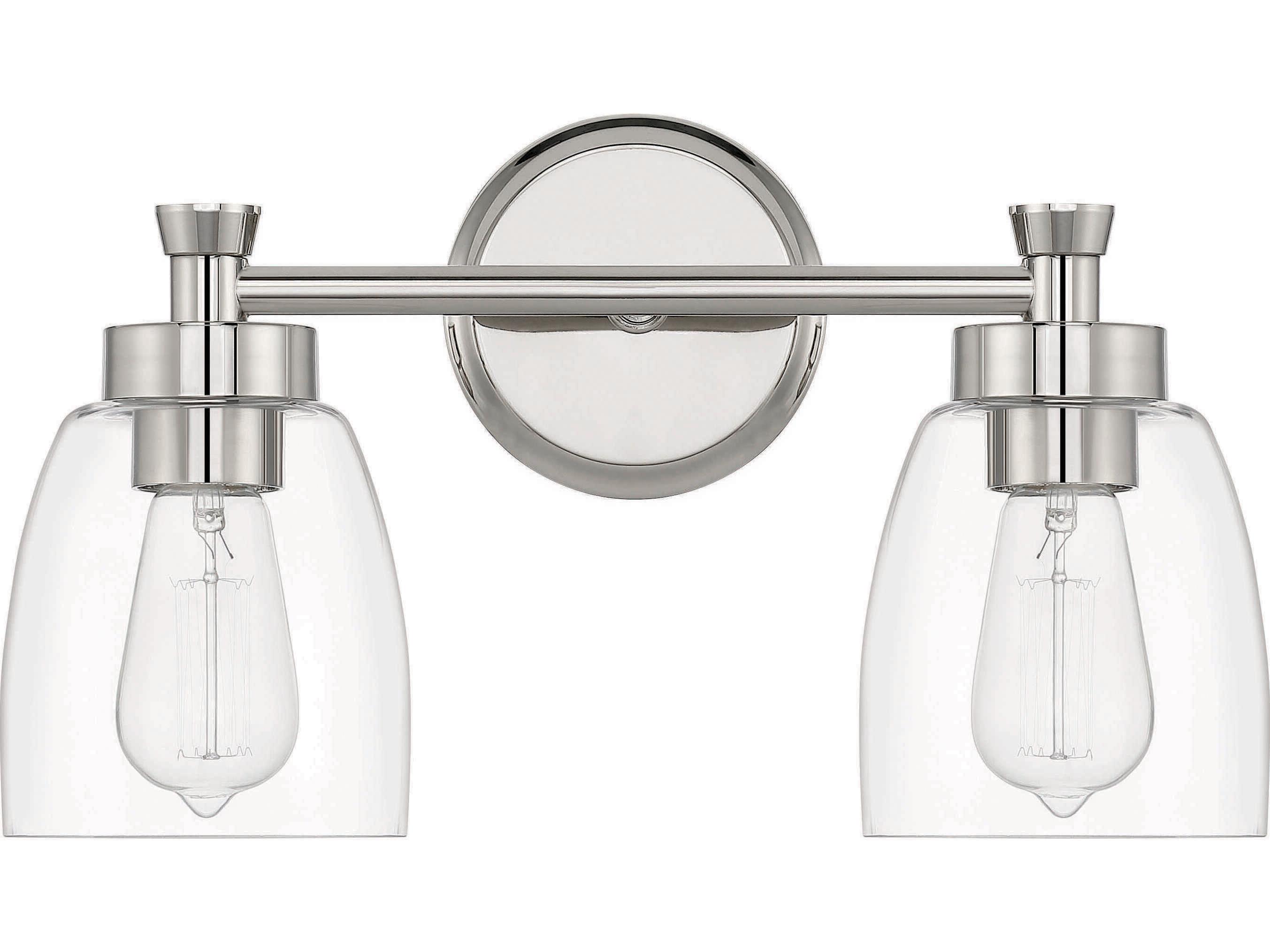 Craftmade Henning 2-Light Polished Nickel Glass Vanity Light