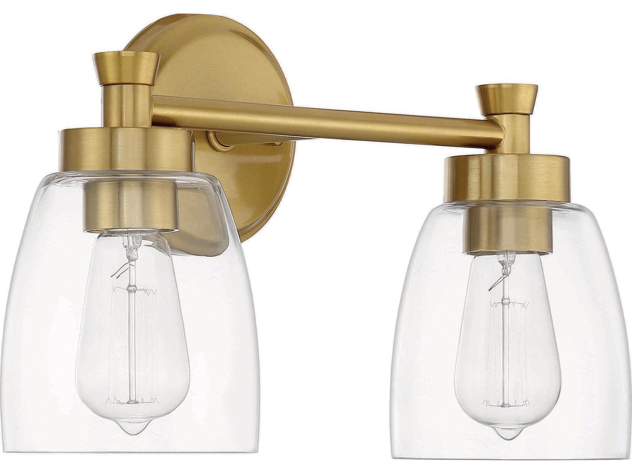 Craftmade Henning 2-Light Satin Brass Glass Vanity Light