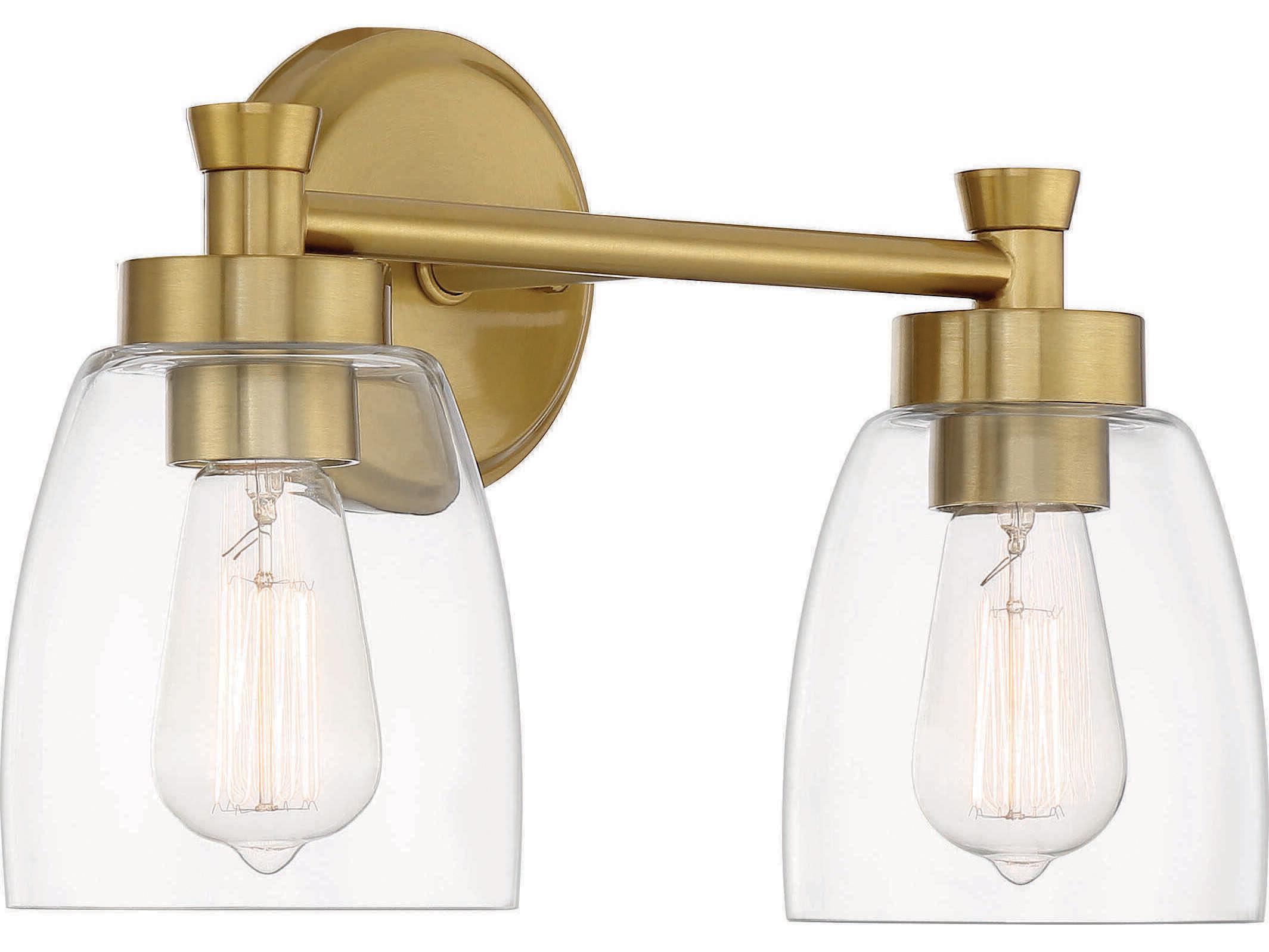Craftmade Henning 2-Light Satin Brass Glass Vanity Light