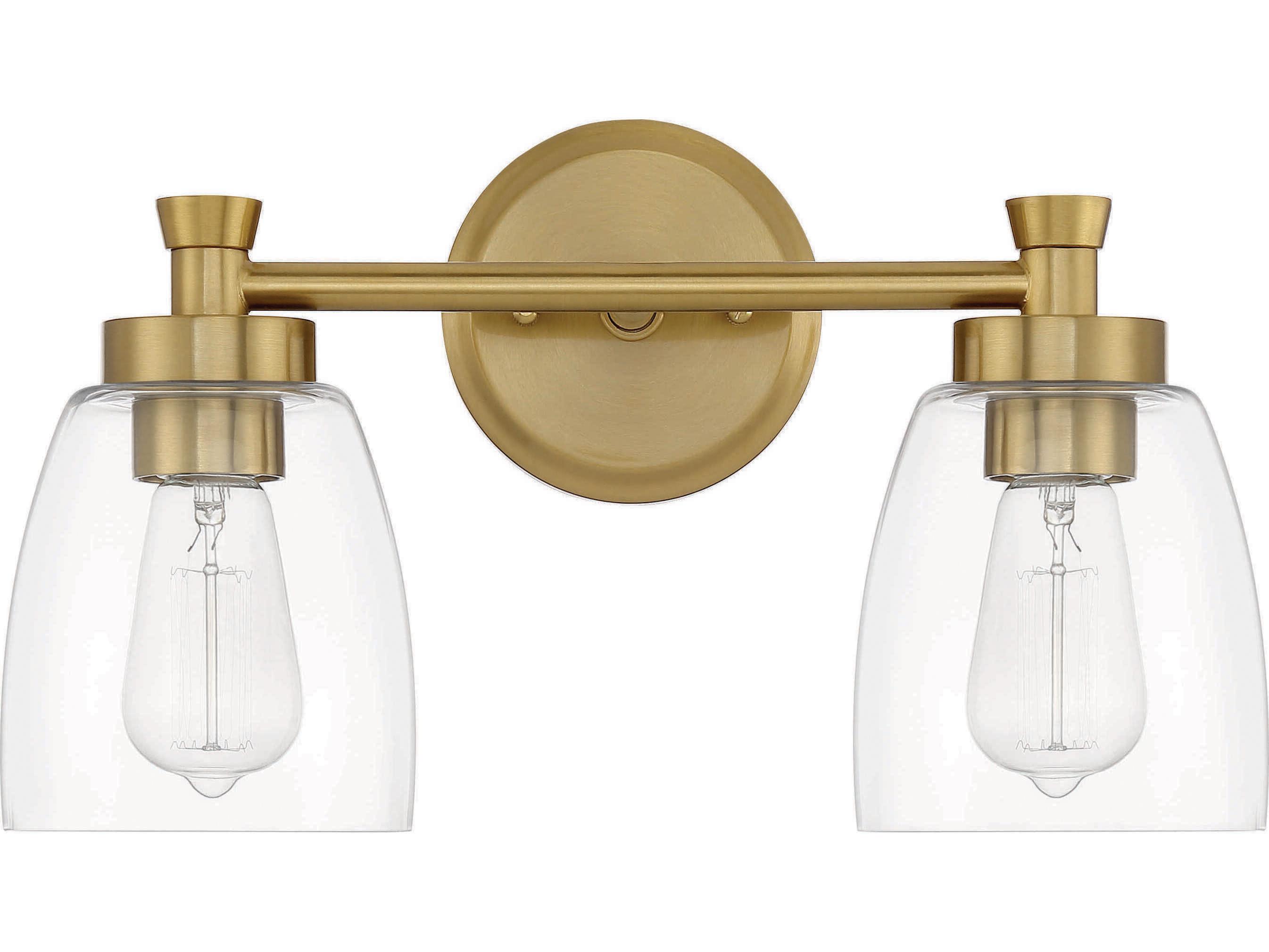 Craftmade Henning 2-Light Satin Brass Glass Vanity Light