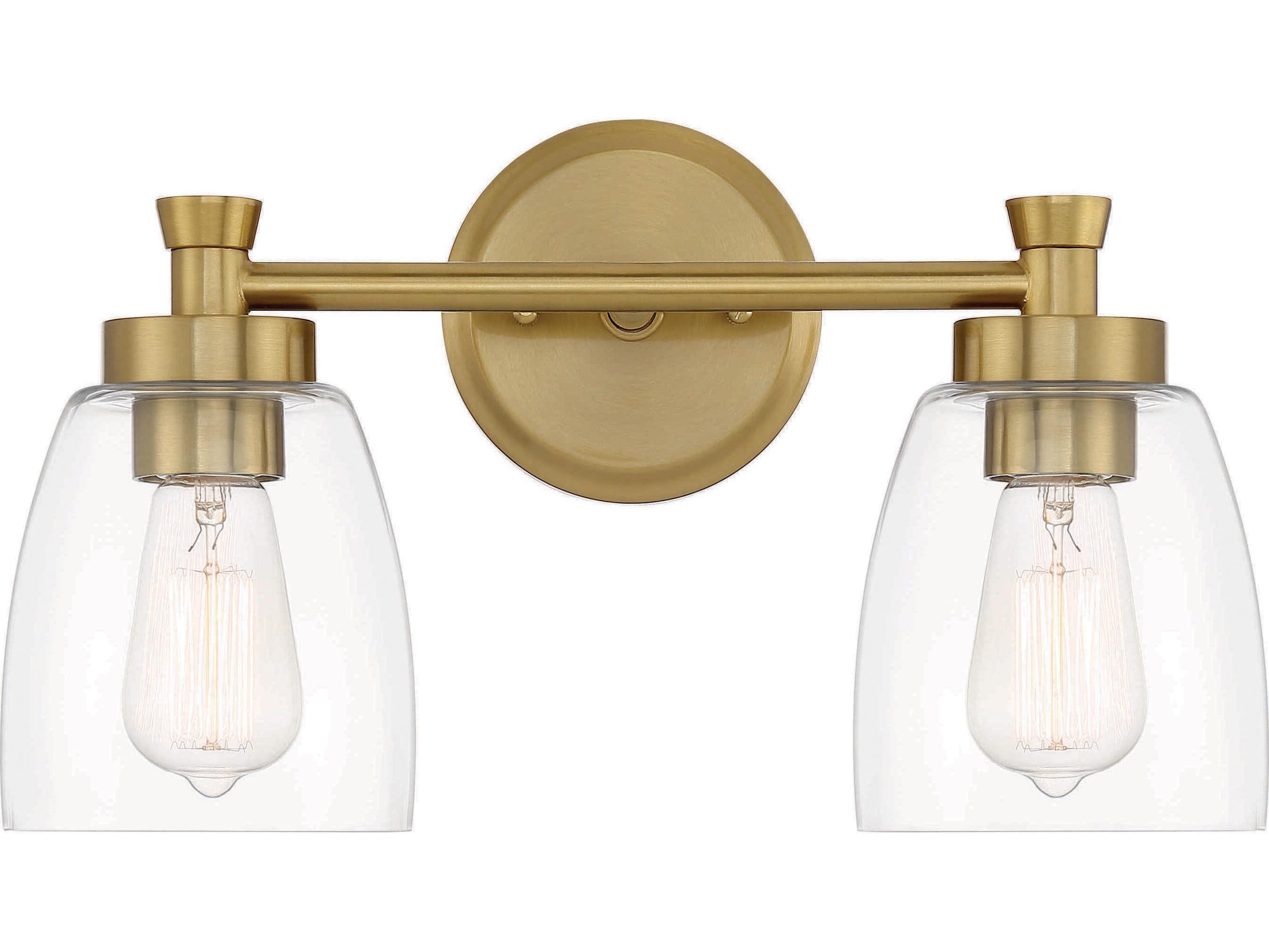 Craftmade Henning 2-Light Satin Brass Glass Vanity Light