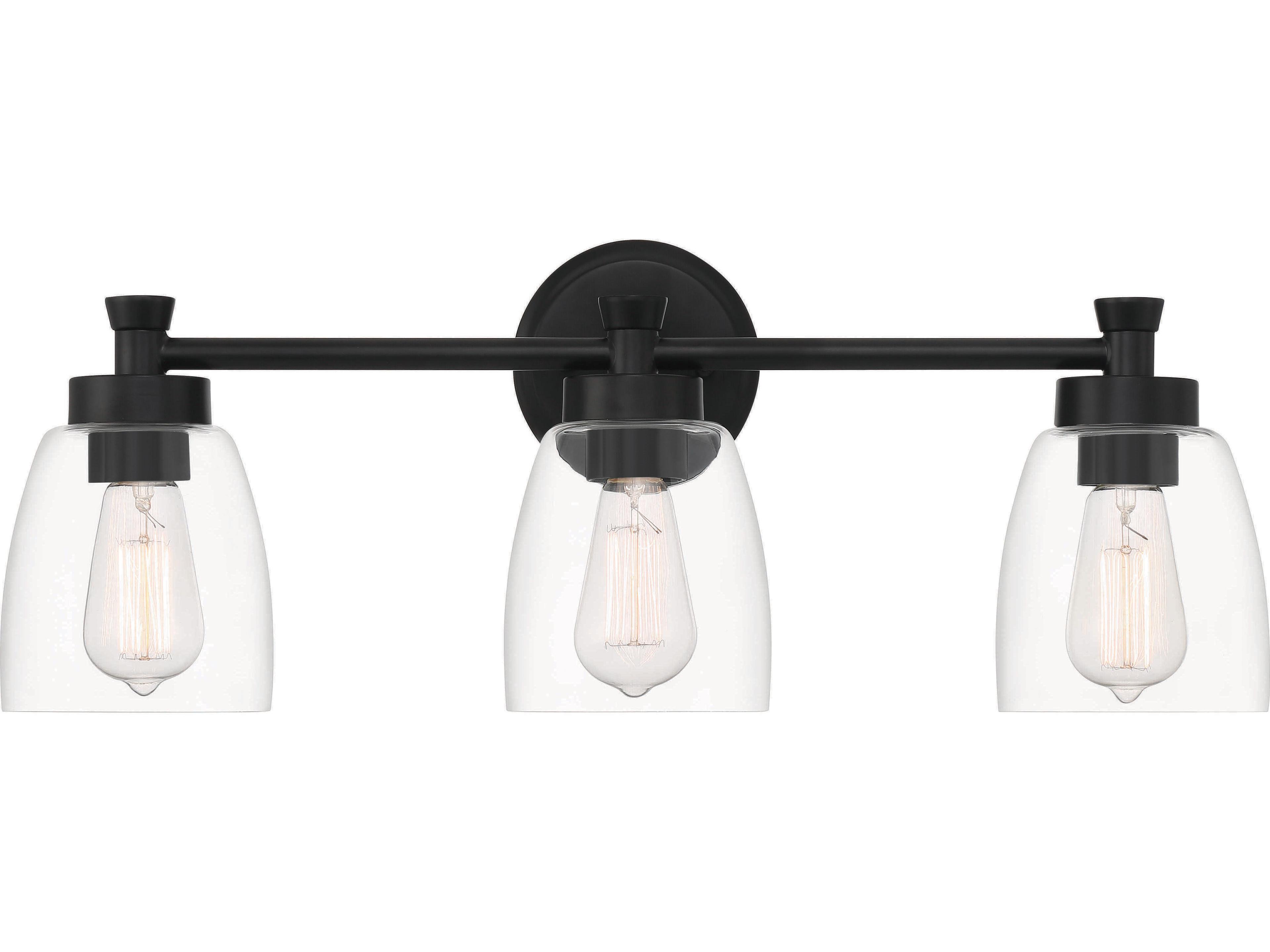 Craftmade Henning 3-Light Flat Black Glass Vanity Light