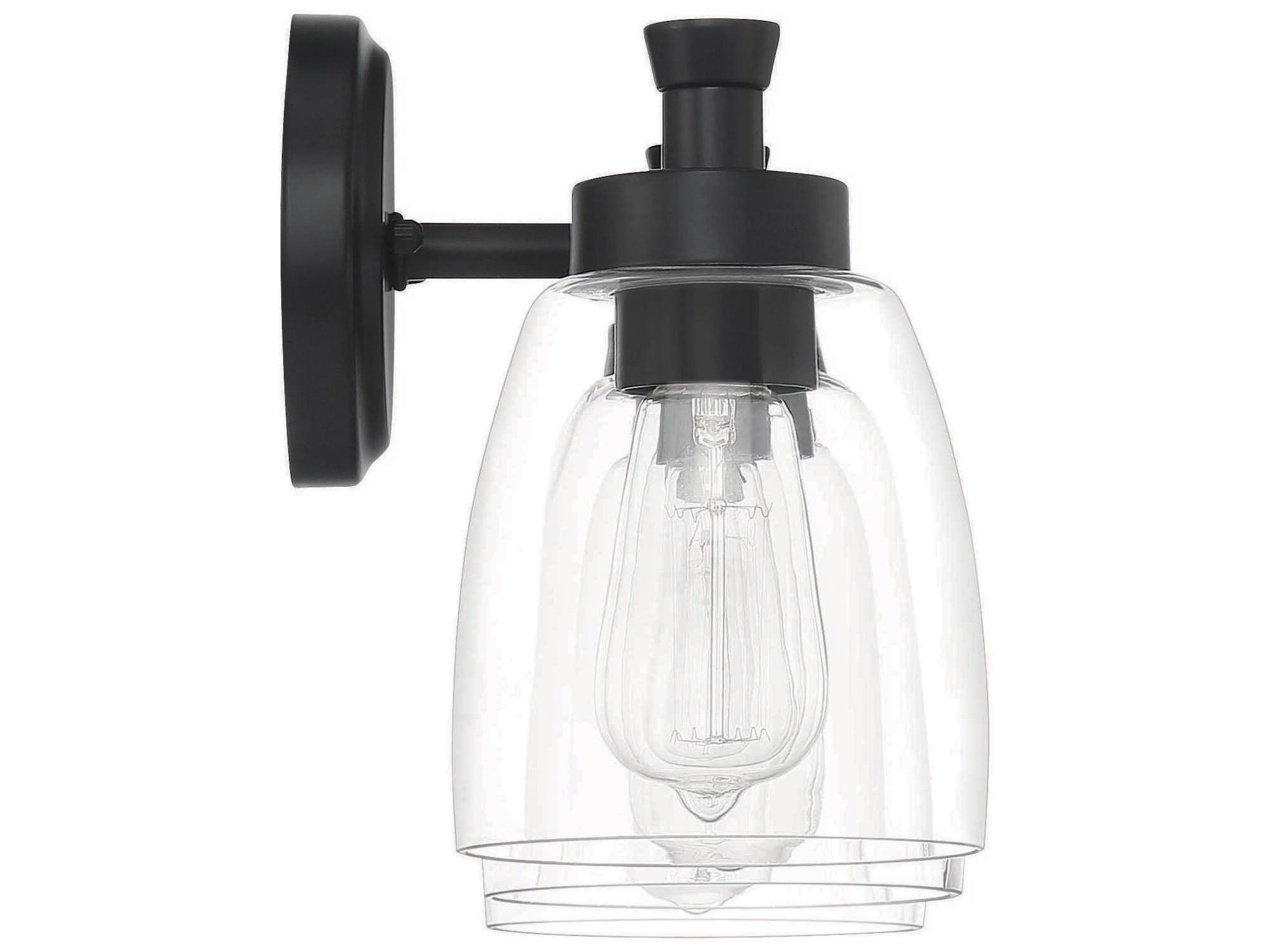 Craftmade Henning 3-Light Flat Black Glass Vanity Light