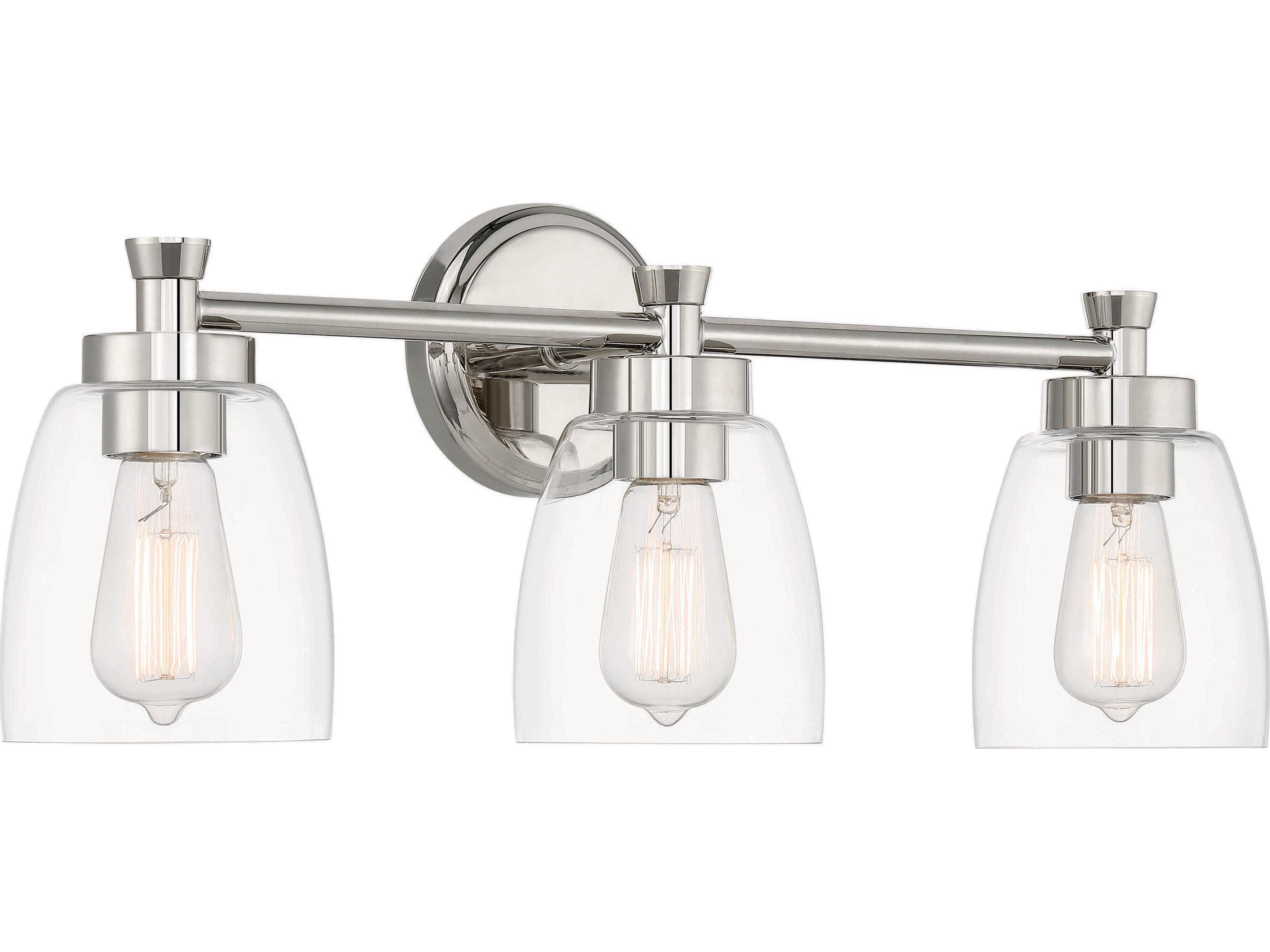 Craftmade Henning 3-Light Polished Nickel Glass Vanity Light