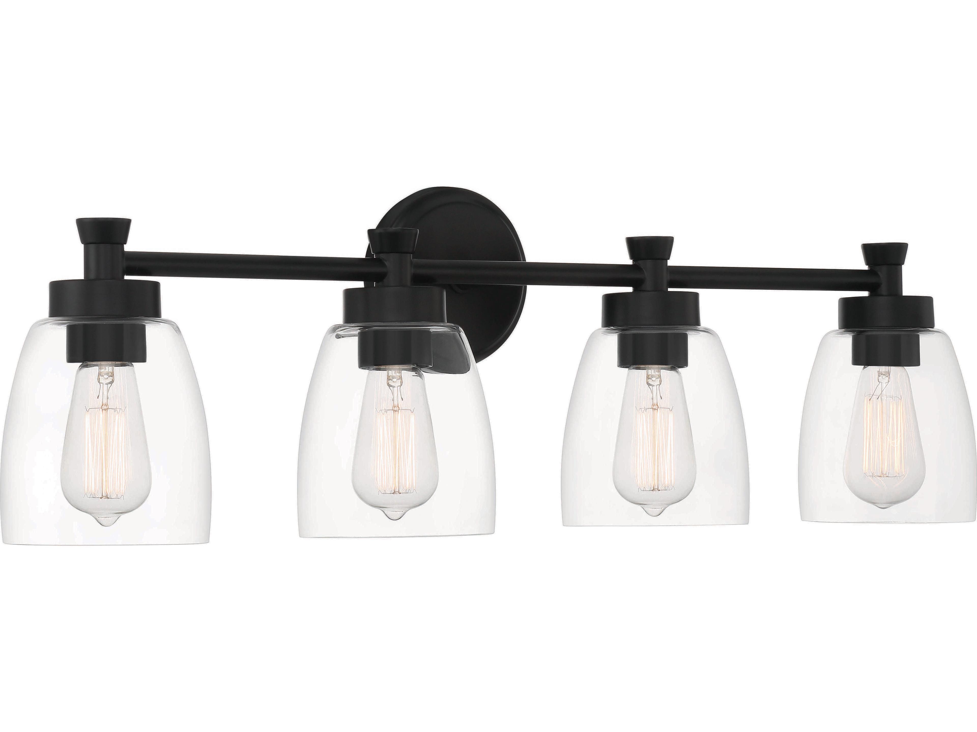Craftmade Henning 4-Light Flat Black Glass Vanity Light