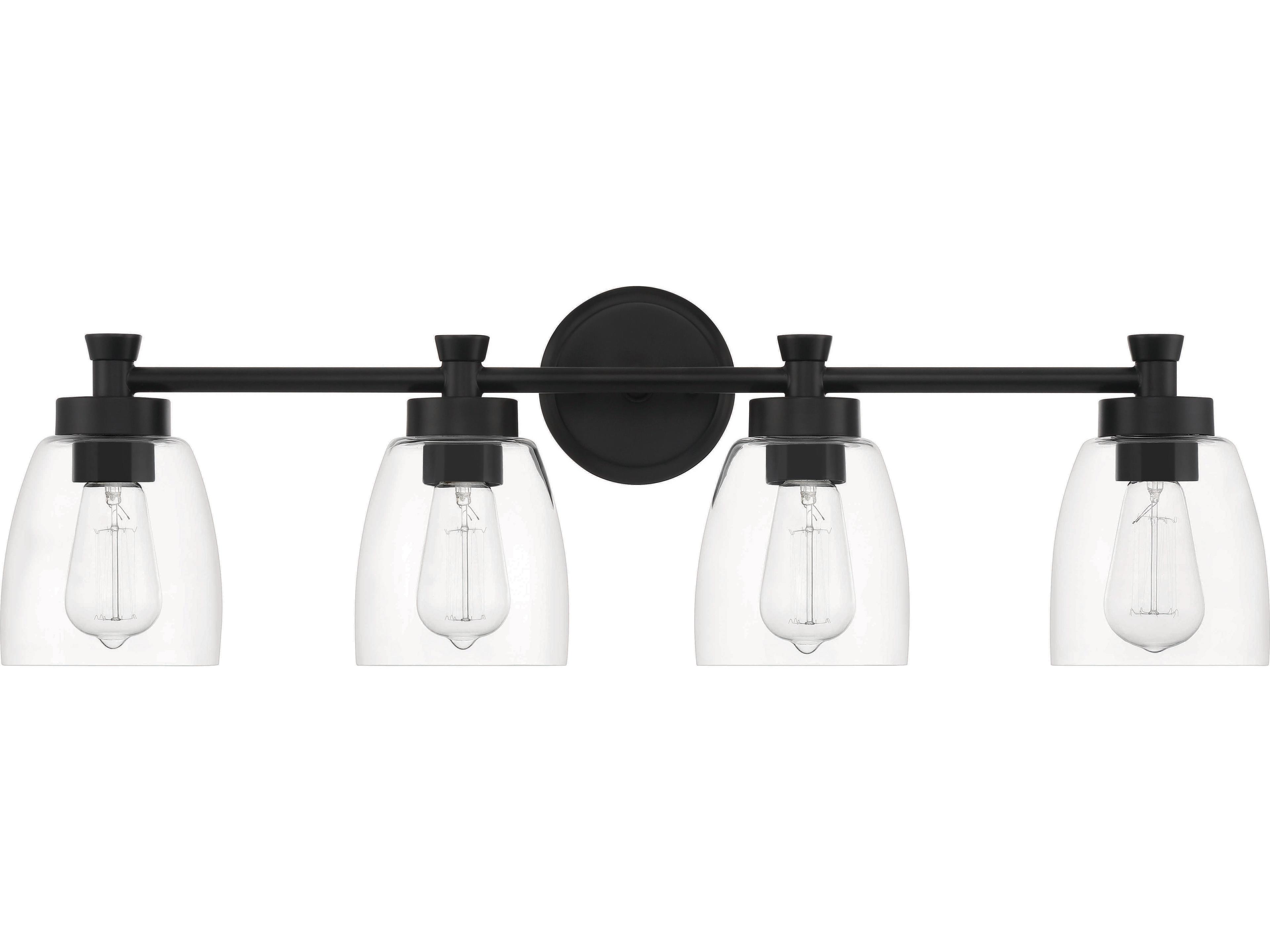 Craftmade Henning 4-Light Flat Black Glass Vanity Light