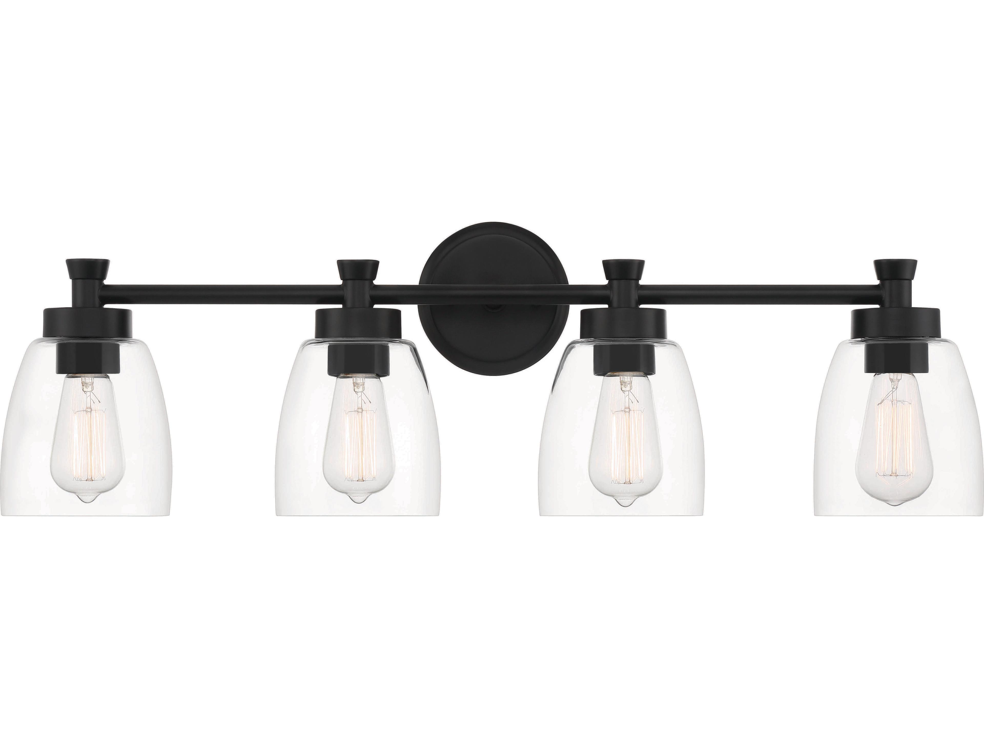 Craftmade Henning 4-Light Flat Black Glass Vanity Light