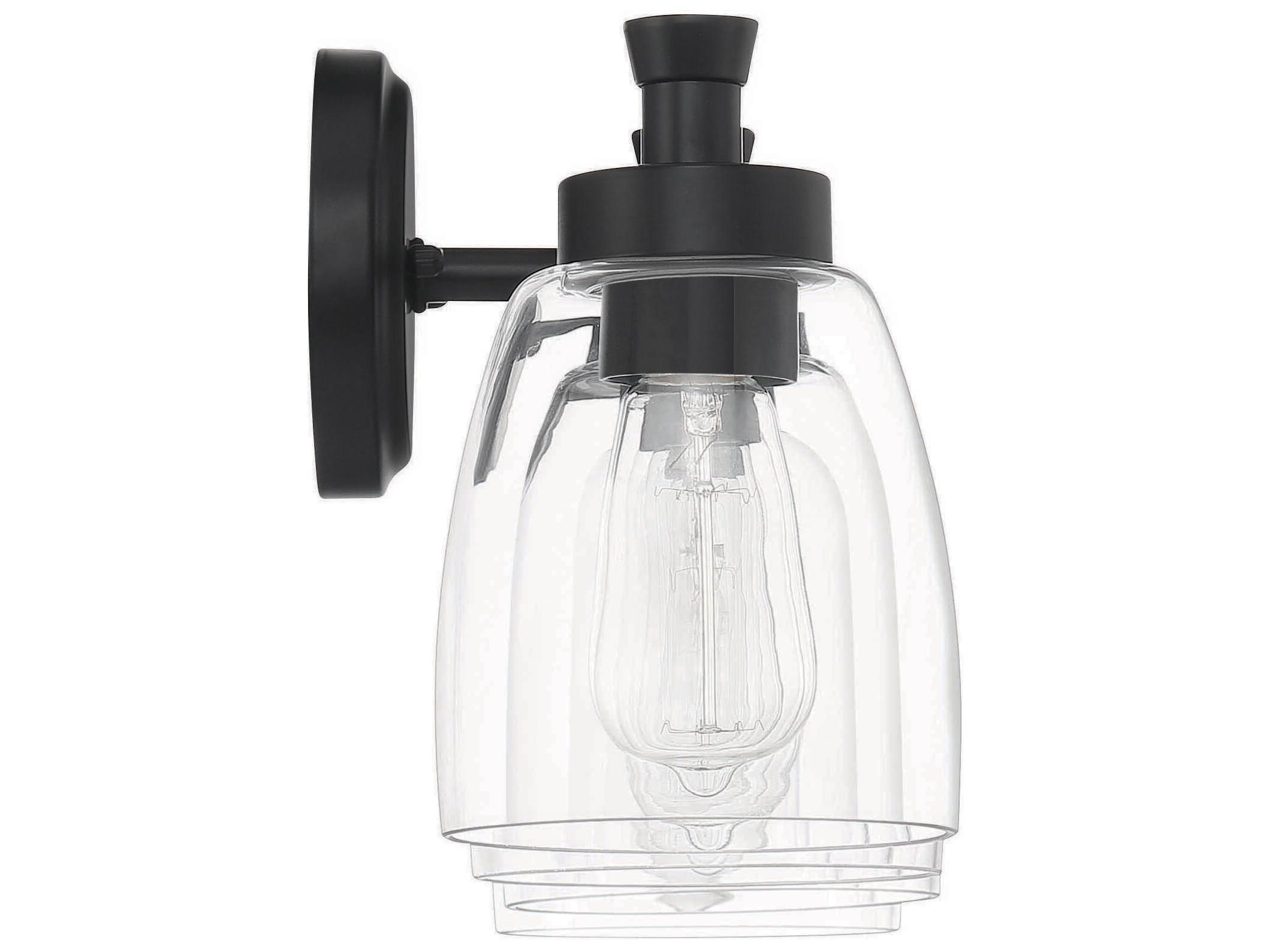 Craftmade Henning 4-Light Flat Black Glass Vanity Light