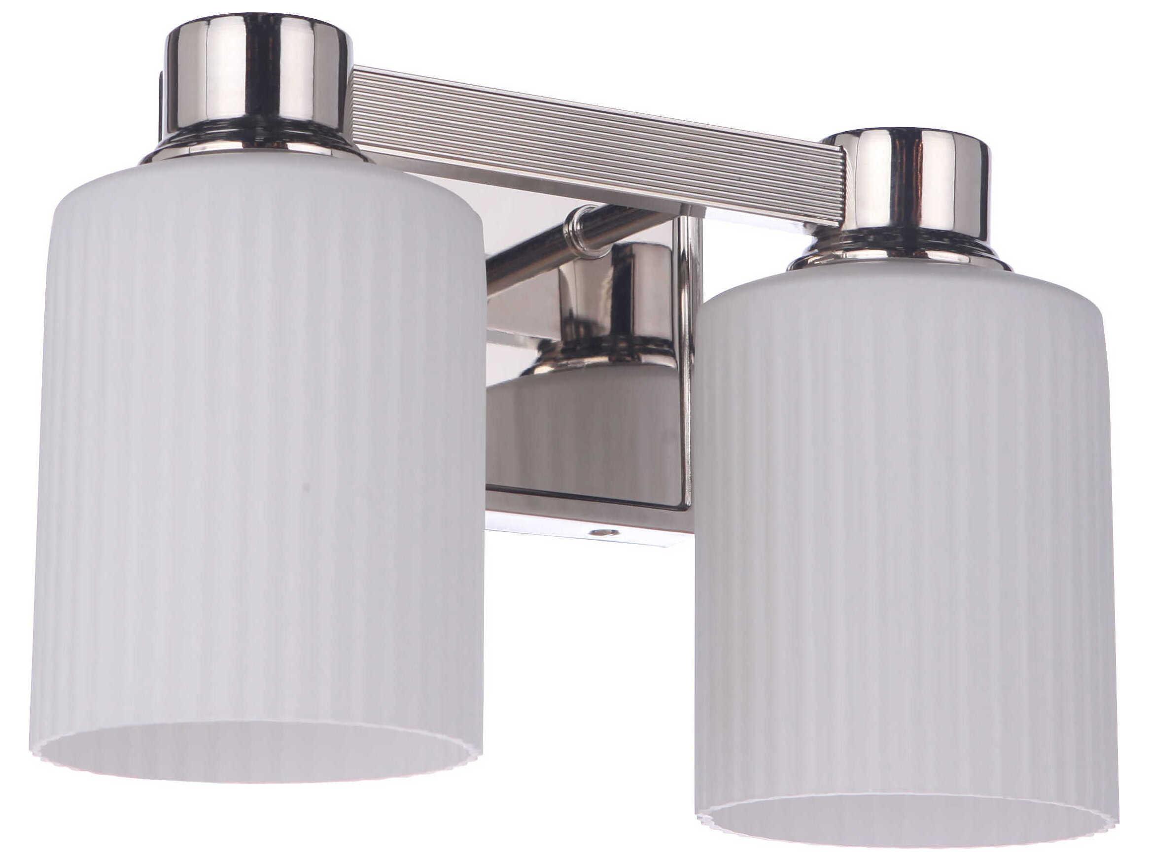 Craftmade Bretton 2-Light Polished Nickel White Glass Vanity Light