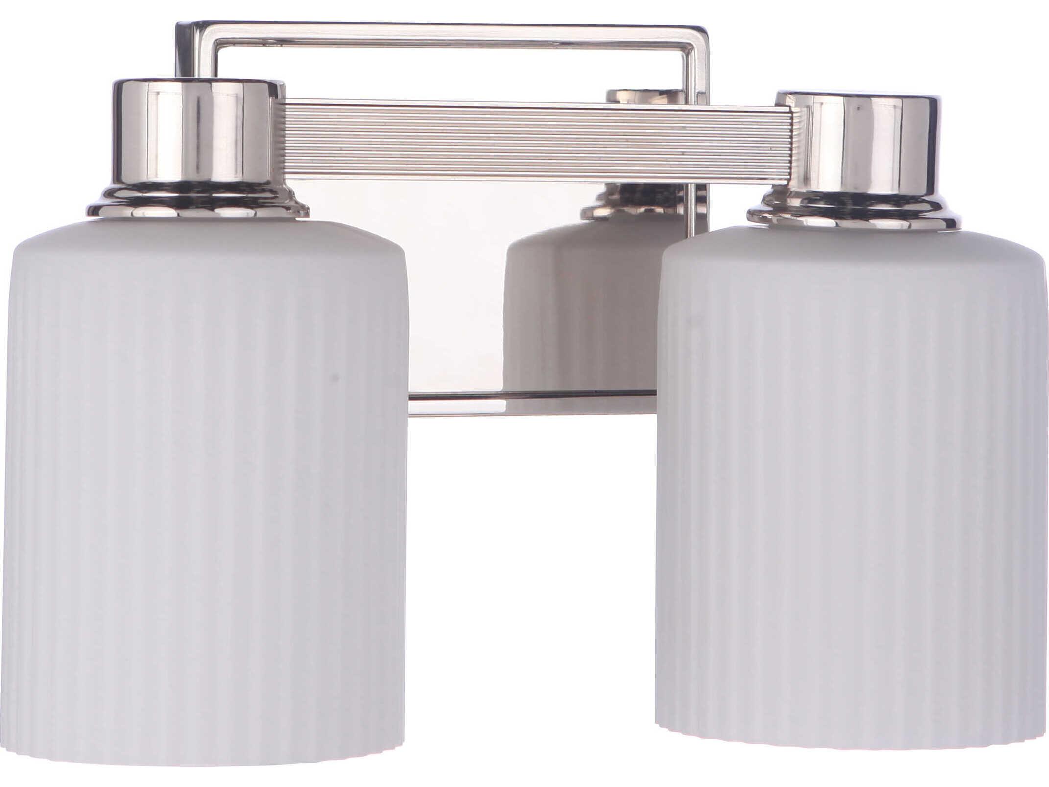 Craftmade Bretton 2-Light Polished Nickel White Glass Vanity Light