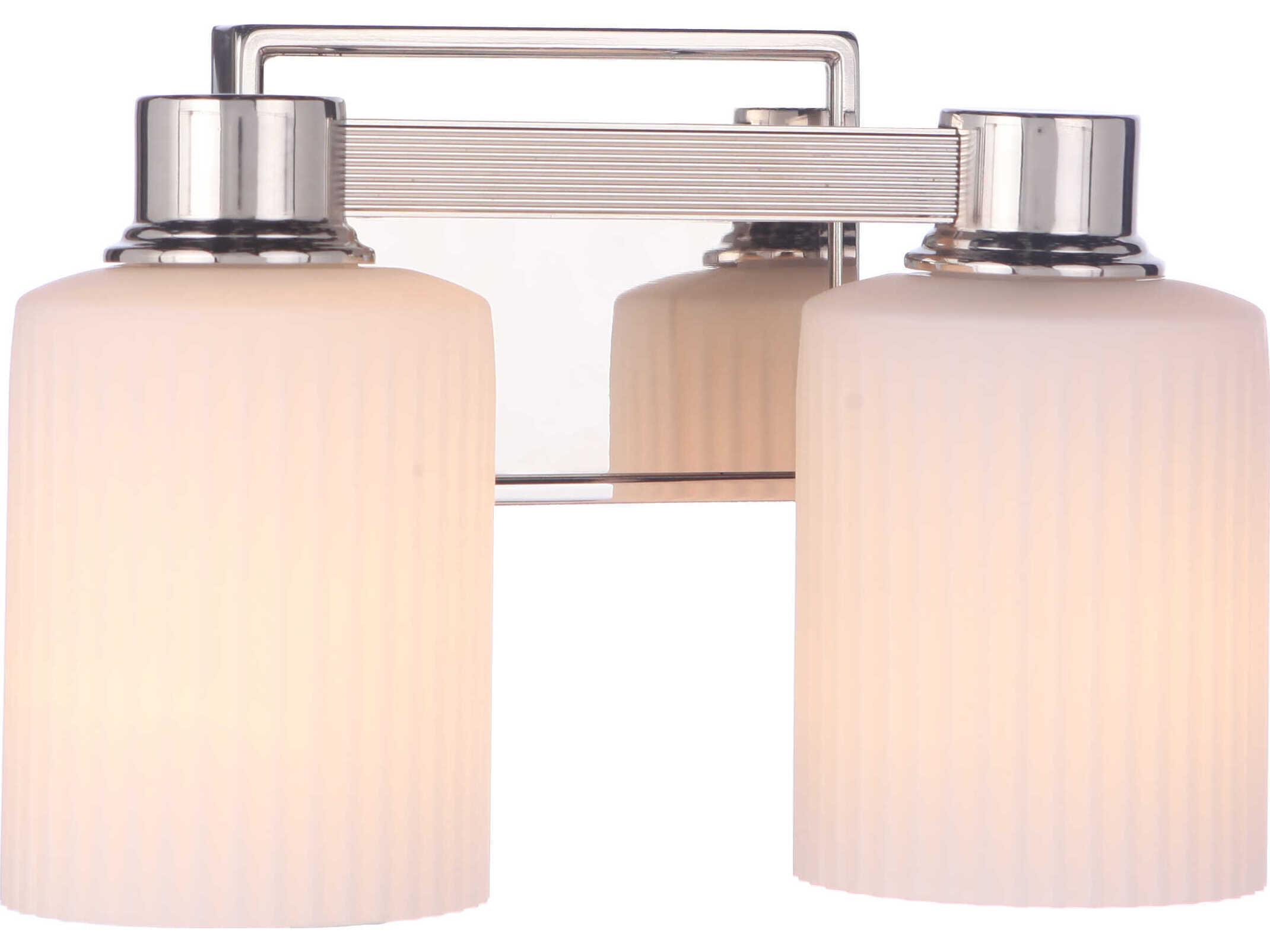 Craftmade Bretton 2-Light Polished Nickel White Glass Vanity Light