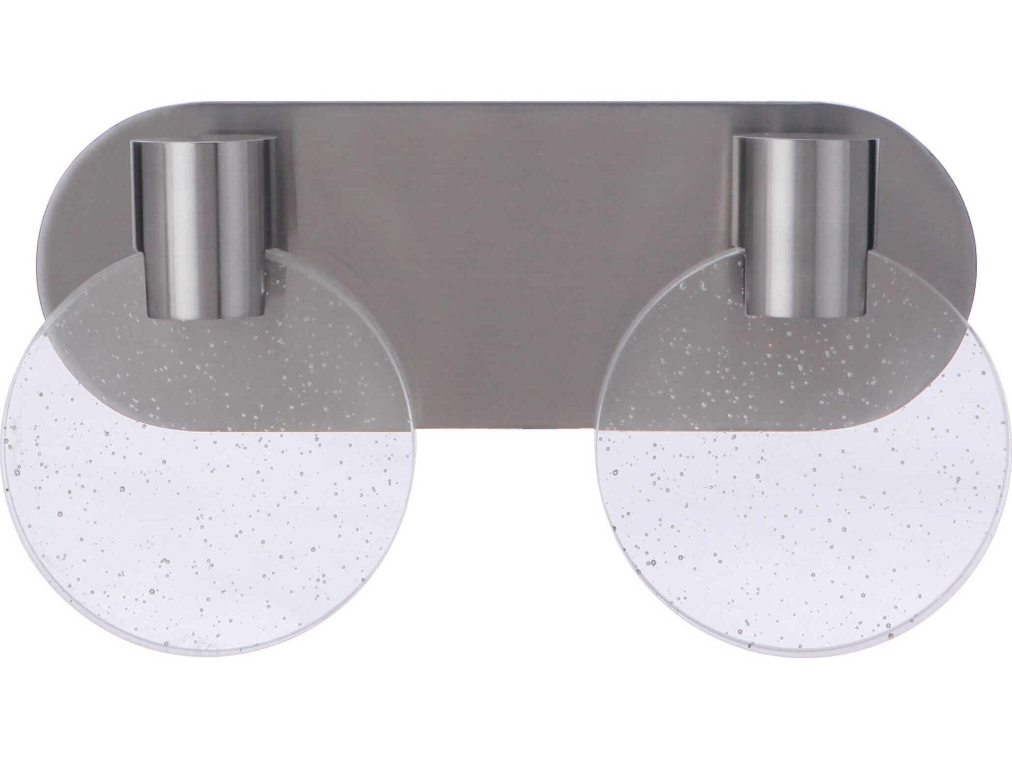 Craftmade Glisten 2-Light Brushed Polished Nickel Glass LED Vanity Light