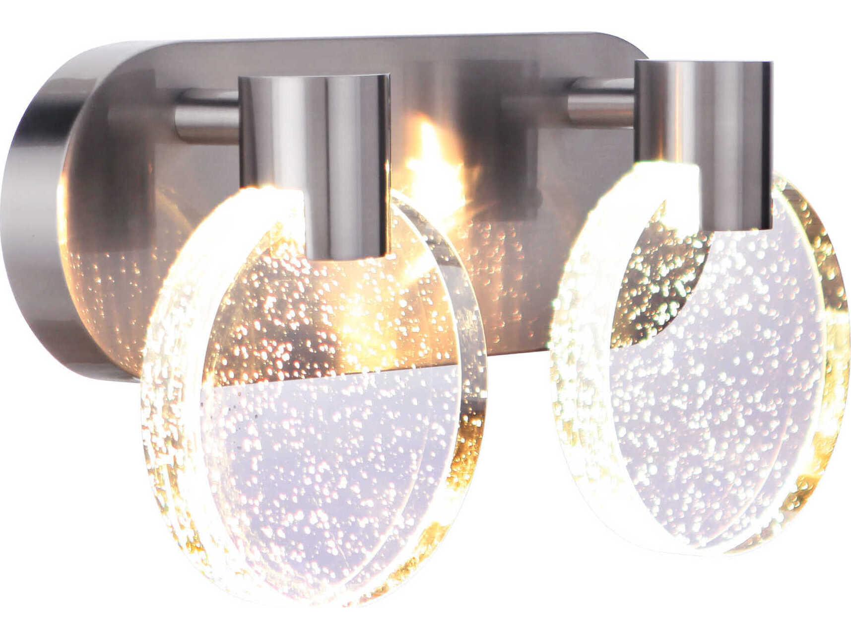 Craftmade Glisten 2-Light Brushed Polished Nickel Glass LED Vanity Light