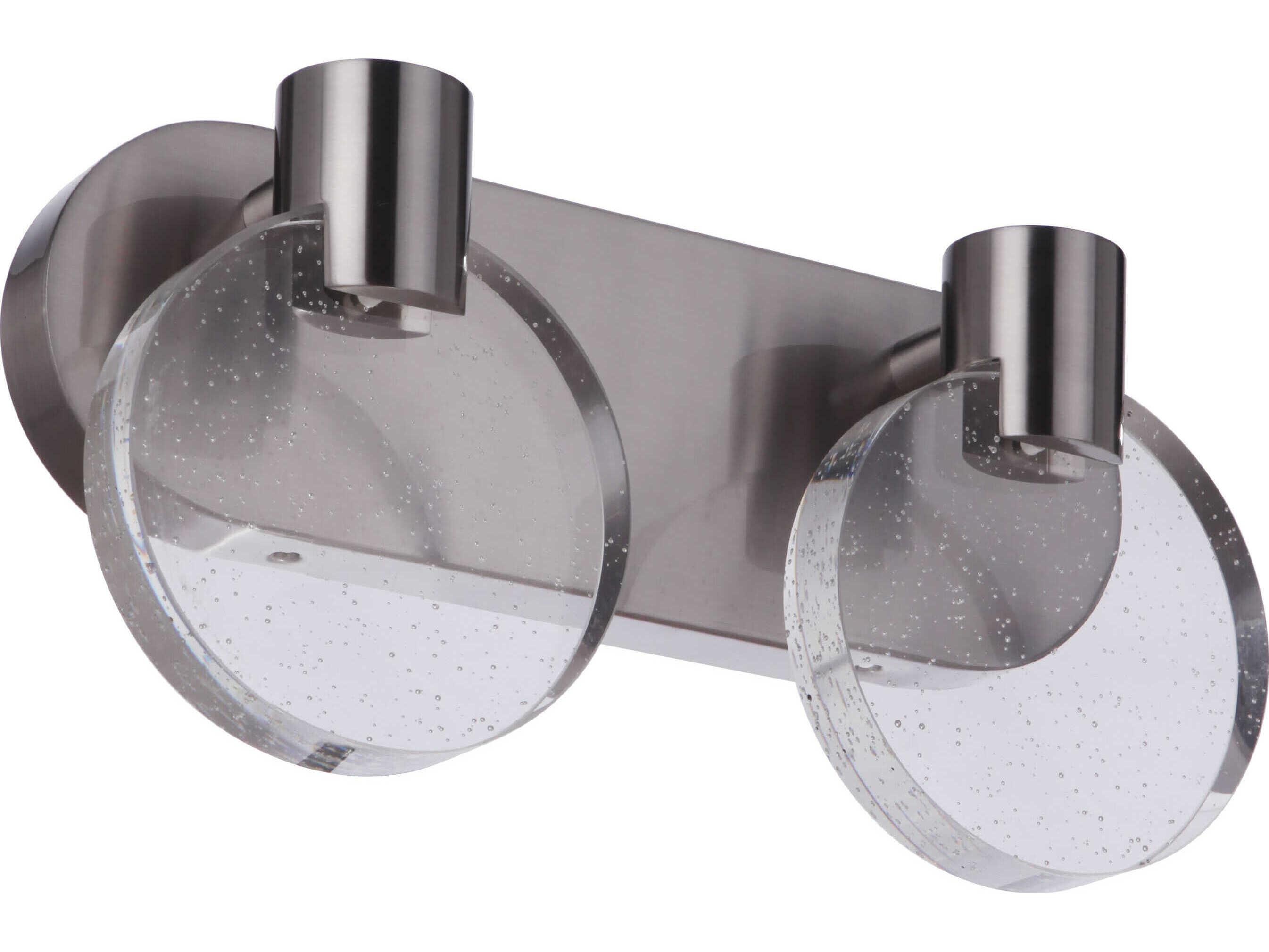 Craftmade Glisten 2-Light Brushed Polished Nickel Glass LED Vanity Light