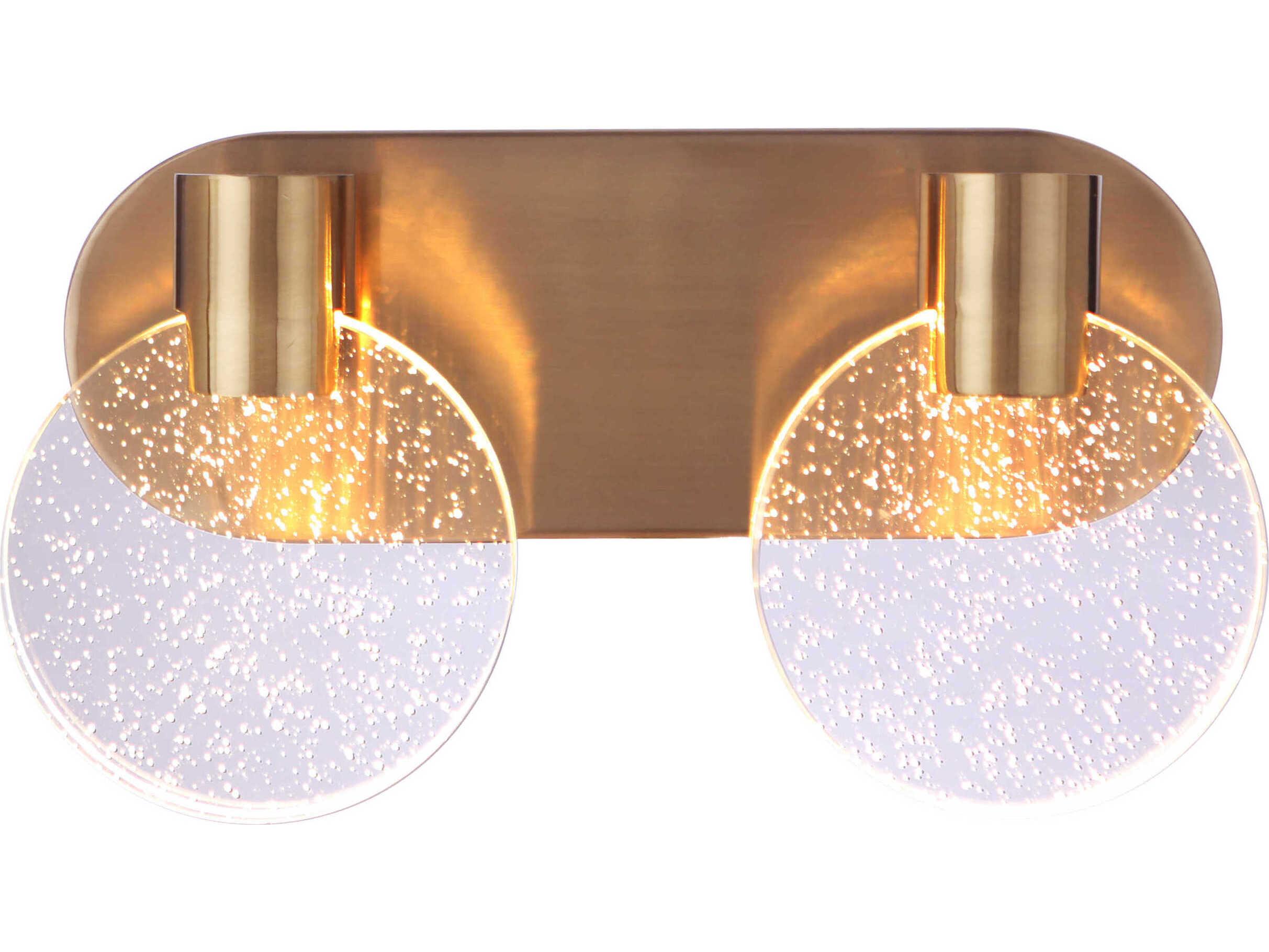 Craftmade Glisten 2-Light Satin Brass Glass LED Vanity Light