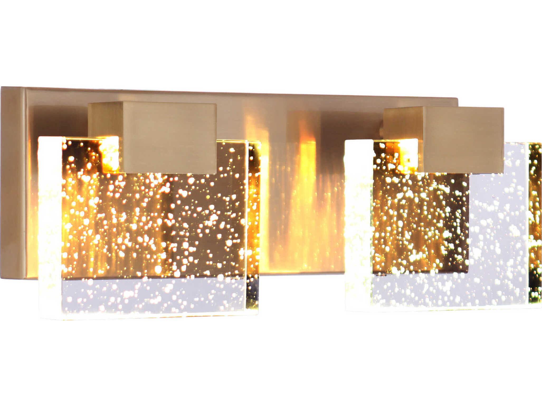 Craftmade Alamere 2-Light Satin Brass Clear Glass LED Vanity Light