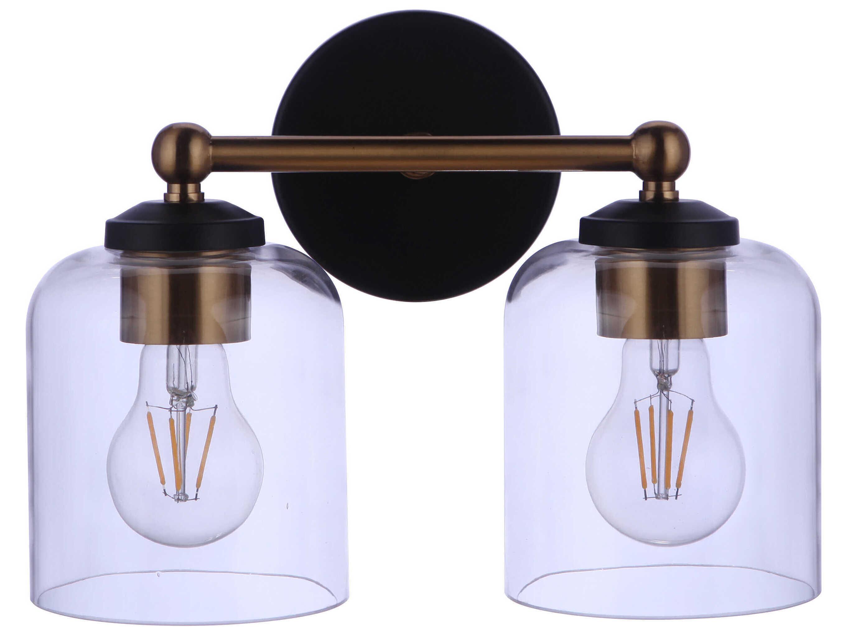 Craftmade Coppa 2-Light Flat Black Satin Brass Vanity Light