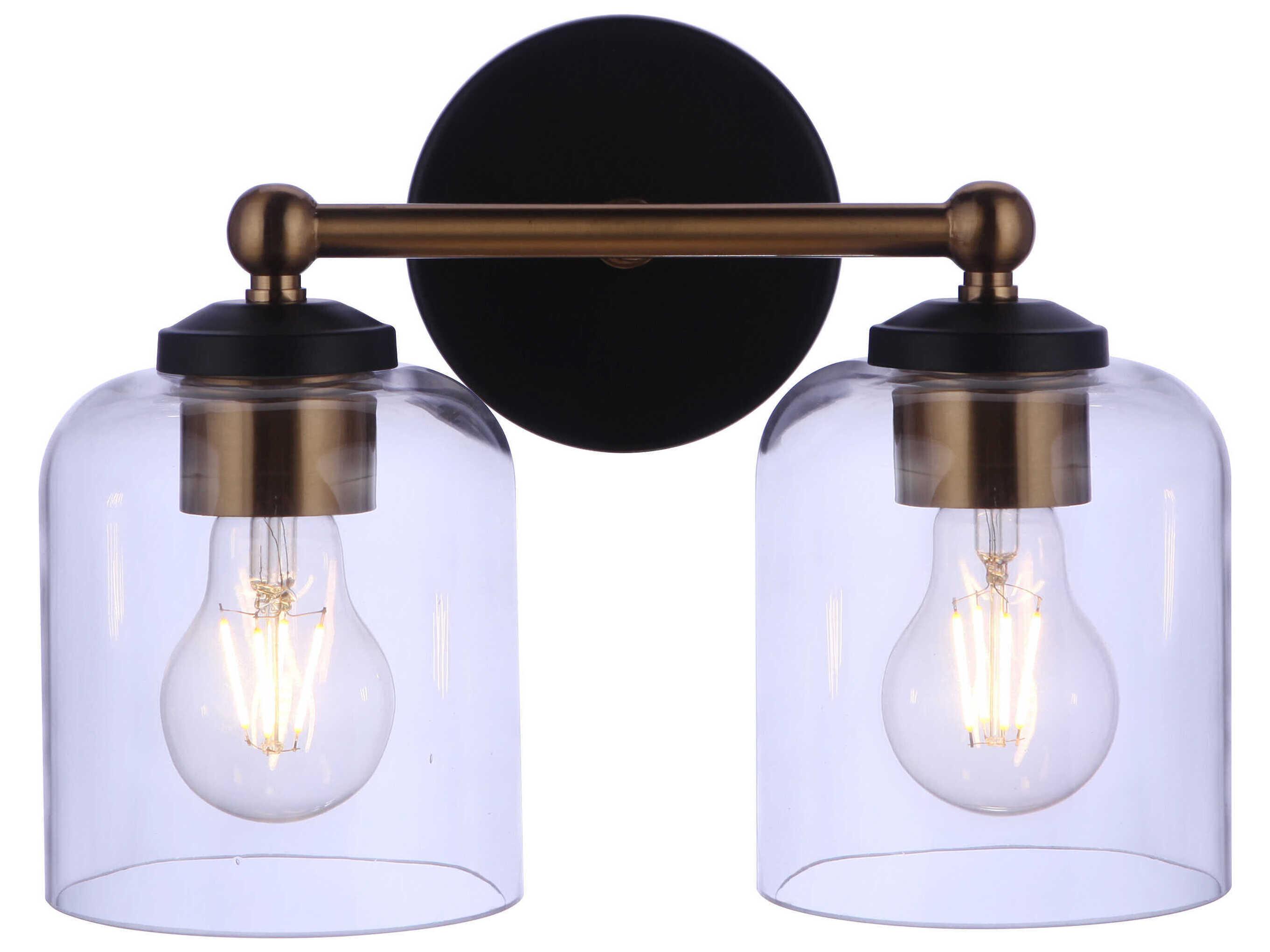 Craftmade Coppa 2-Light Flat Black Satin Brass Vanity Light
