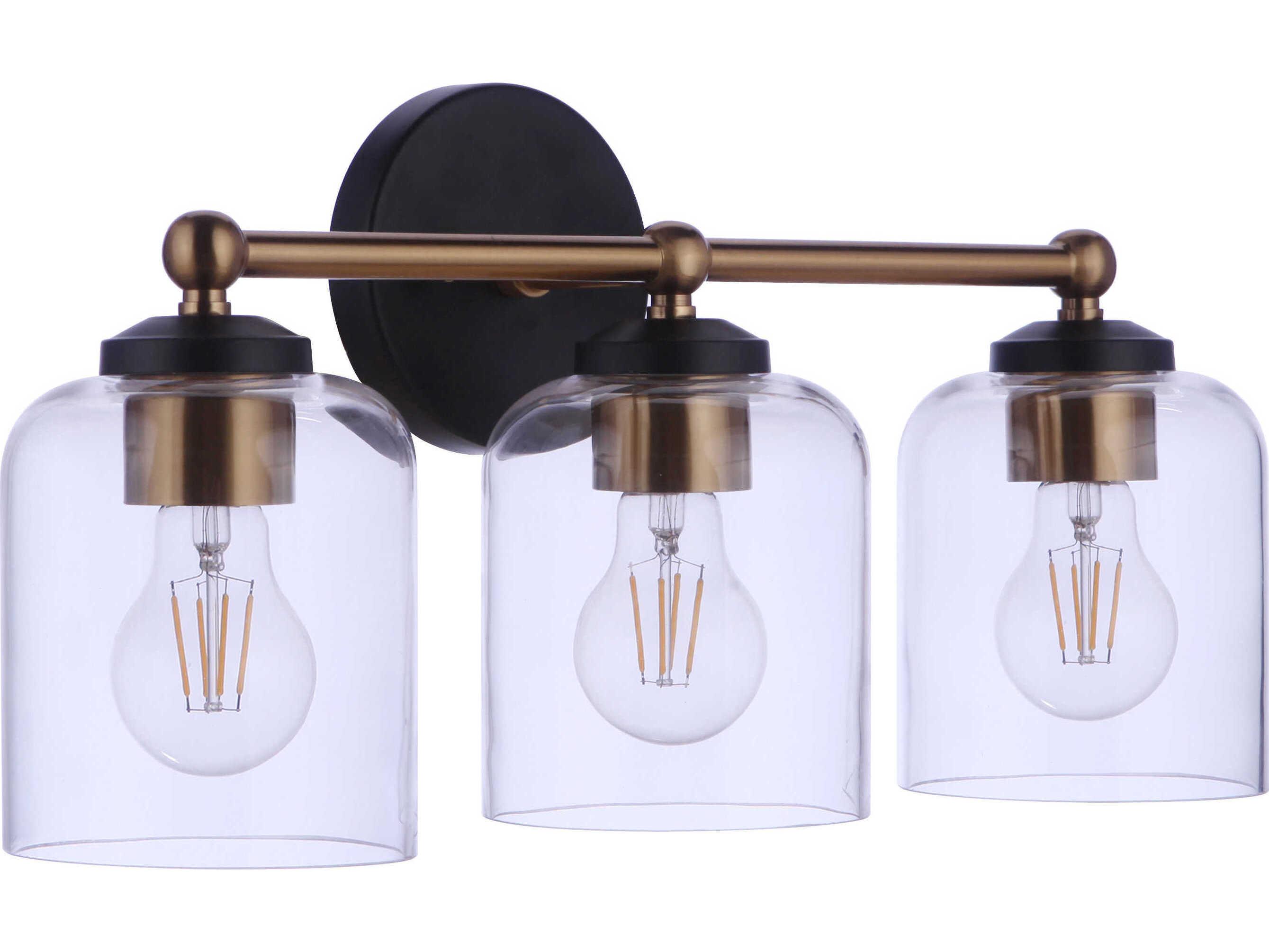 Craftmade Coppa 3-Light Flat Black Satin Brass Vanity Light