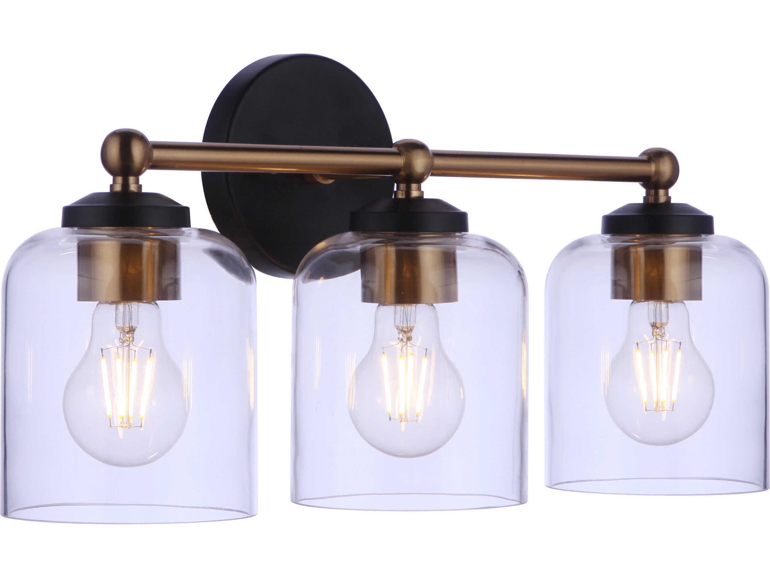 Craftmade Coppa 3-Light Flat Black Satin Brass Vanity Light