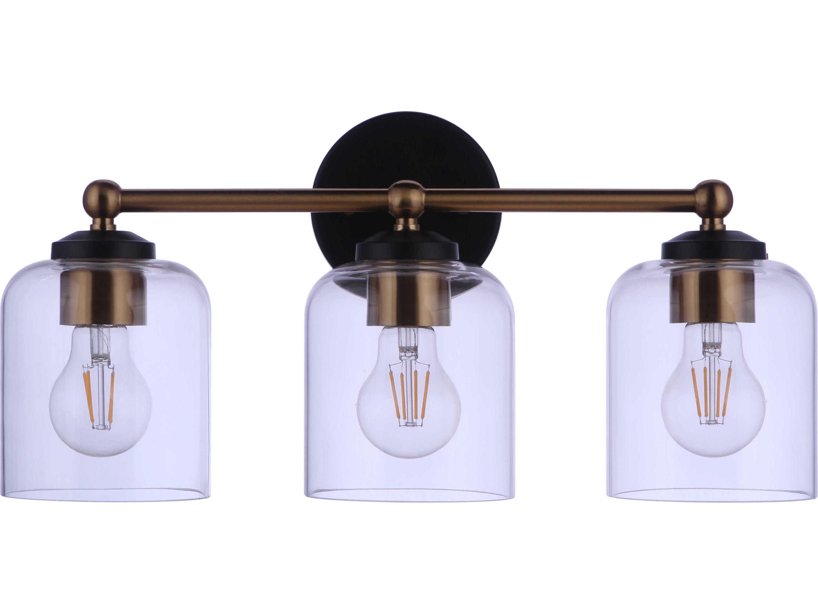 Craftmade Coppa 3-Light Flat Black Satin Brass Vanity Light