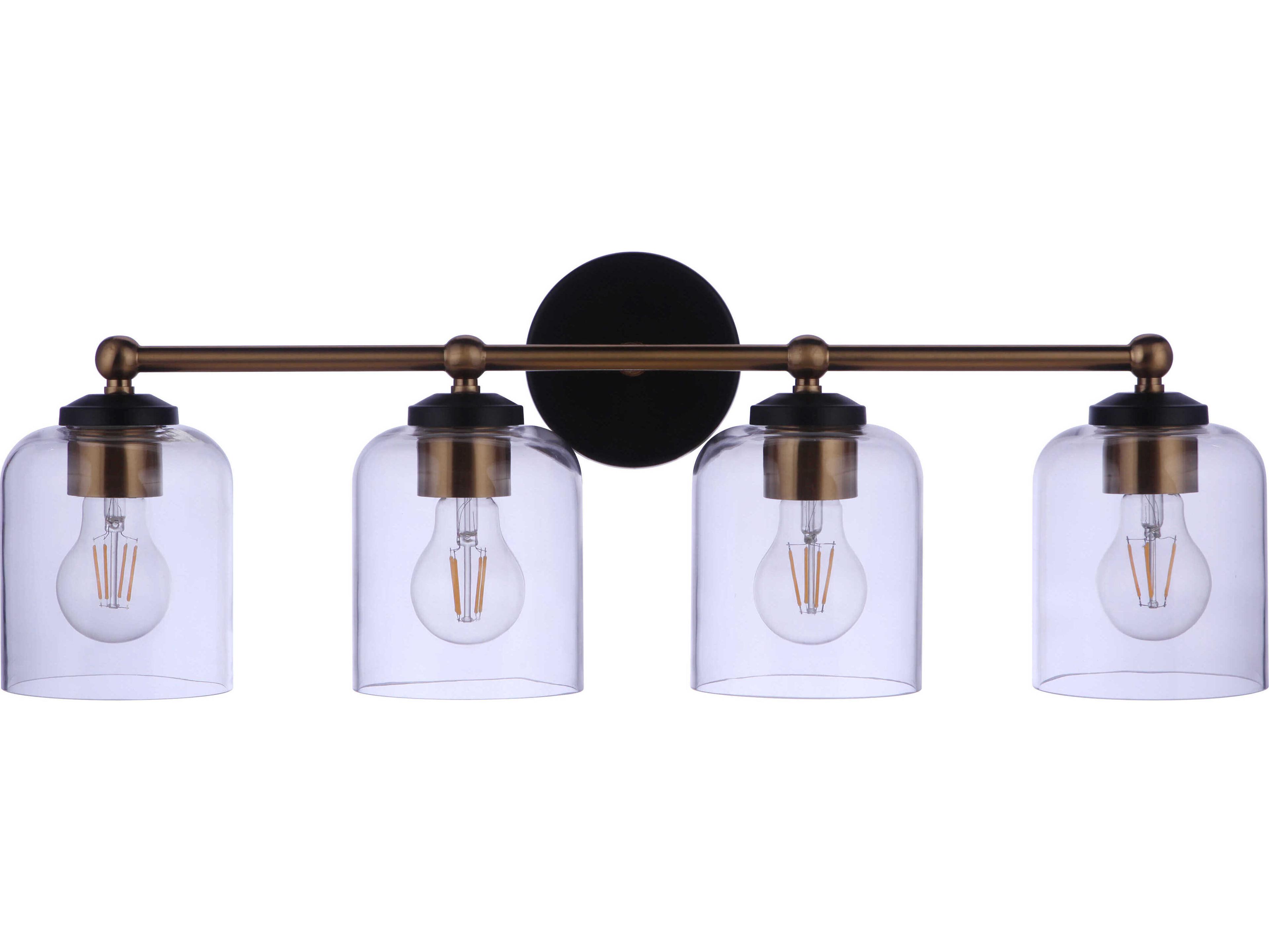 Craftmade Coppa 4-Light Flat Black Satin Brass Vanity Light