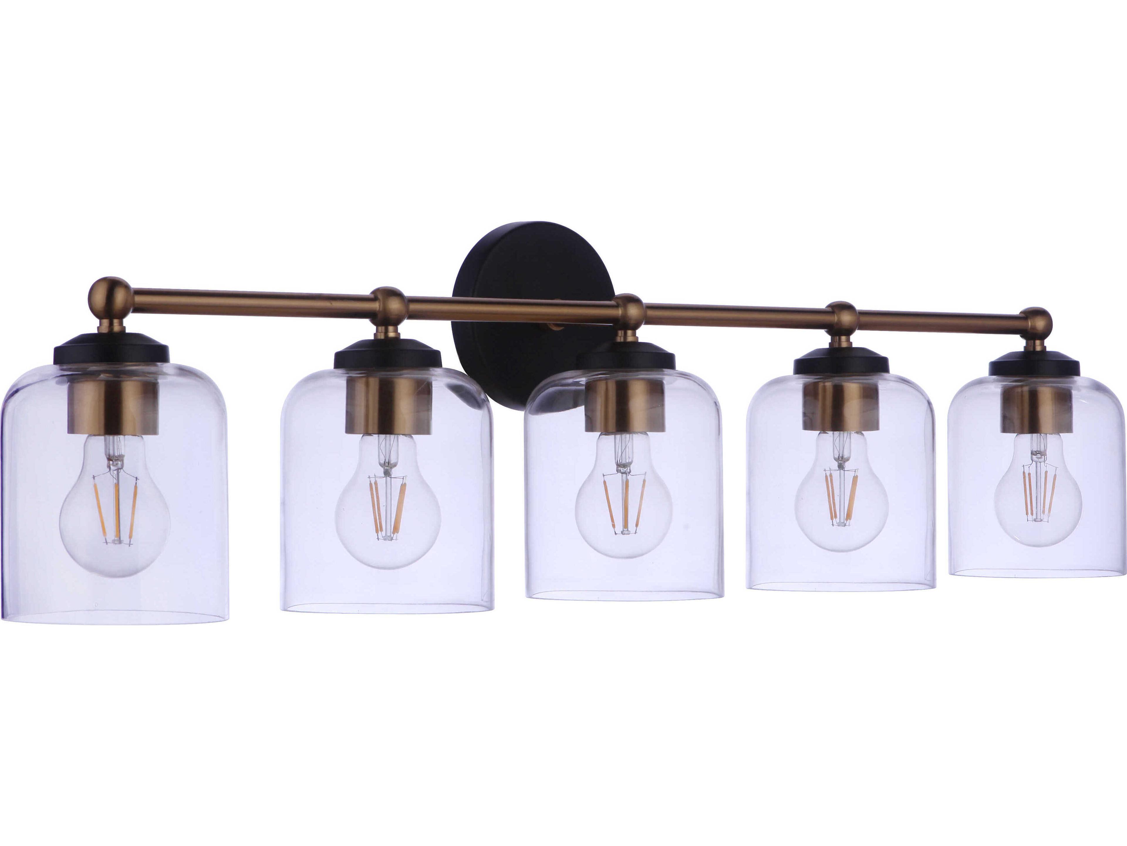 Craftmade Coppa 5-Light Flat Black Satin Brass Vanity Light