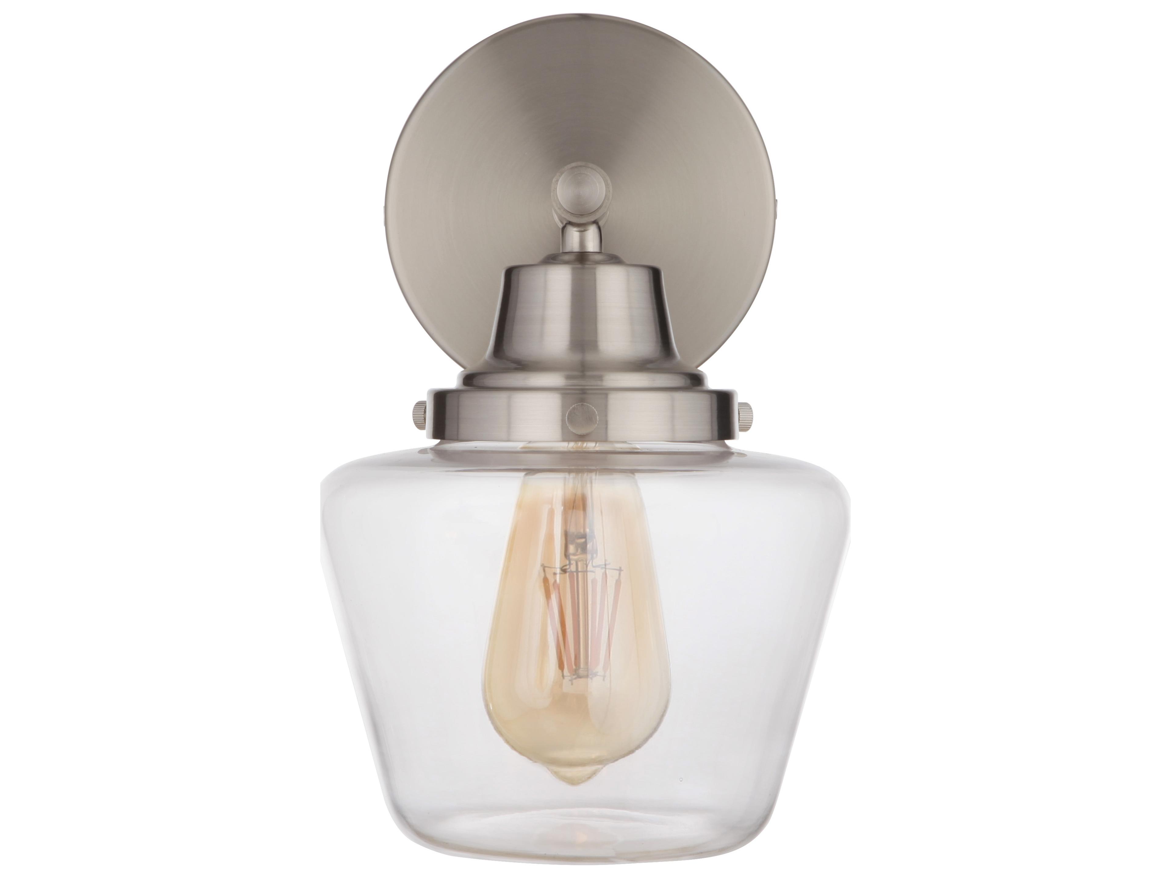 Craftmade Essex 1-Light Brushed Polished Nickel Glass Vanity Light