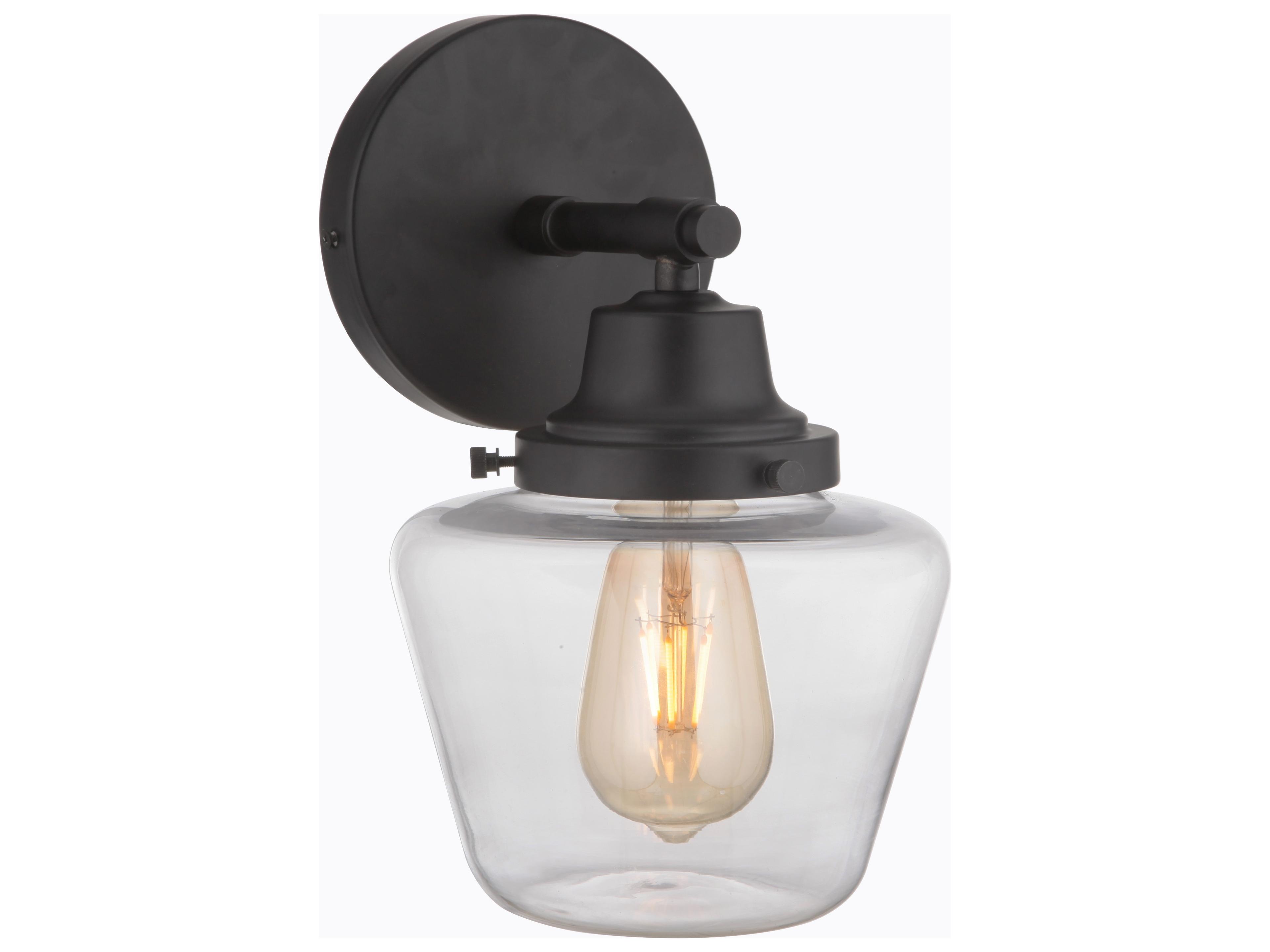 Craftmade Essex 1-Light Flat Black Glass Vanity Light