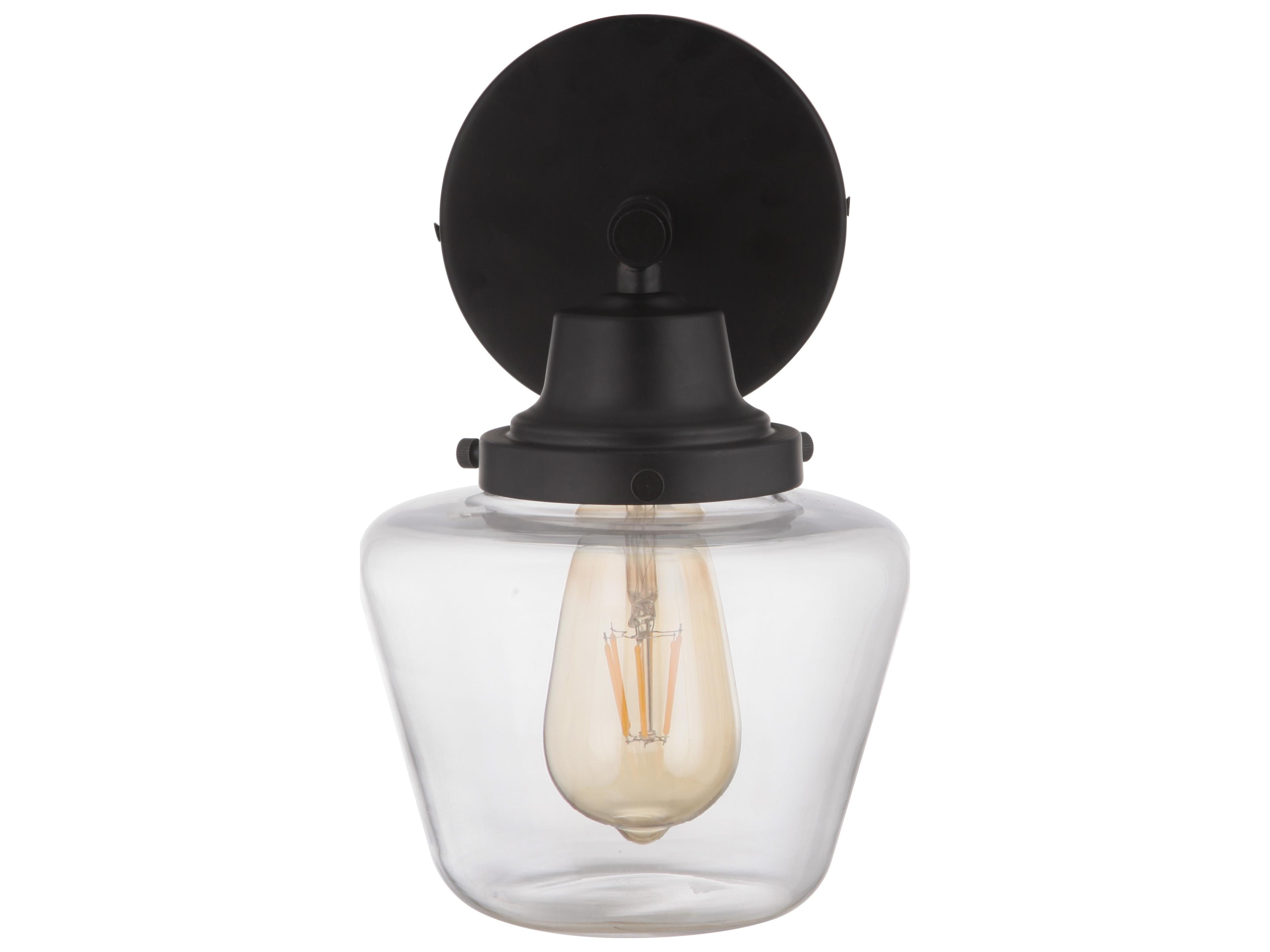 Craftmade Essex 1-Light Flat Black Glass Vanity Light